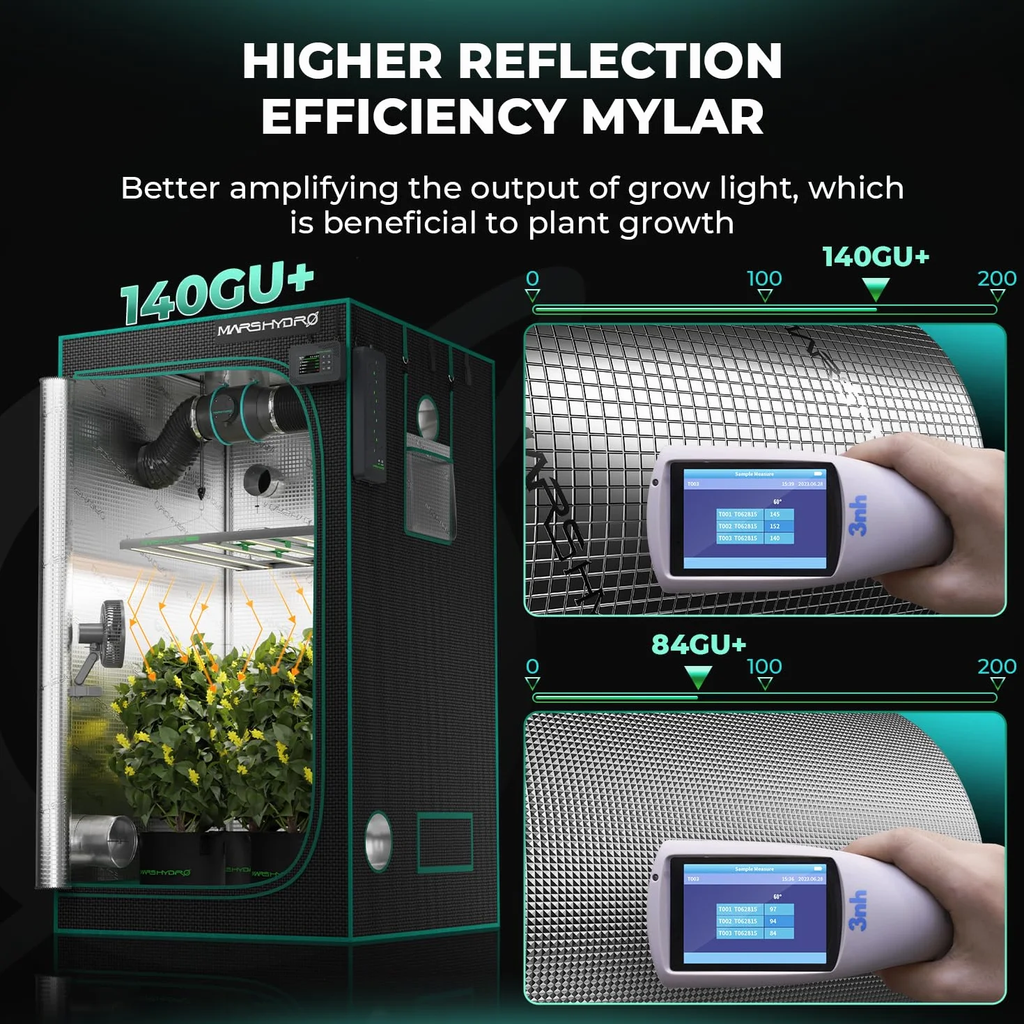 MARS HYDRO - Tienda de campaña para cultivo (70 x 70 x 160 cm, para cultivo en interiores, reflectante de Mylar, hidroponía, bandeja inferior extraíble, para plantas y espacios de crecimiento)