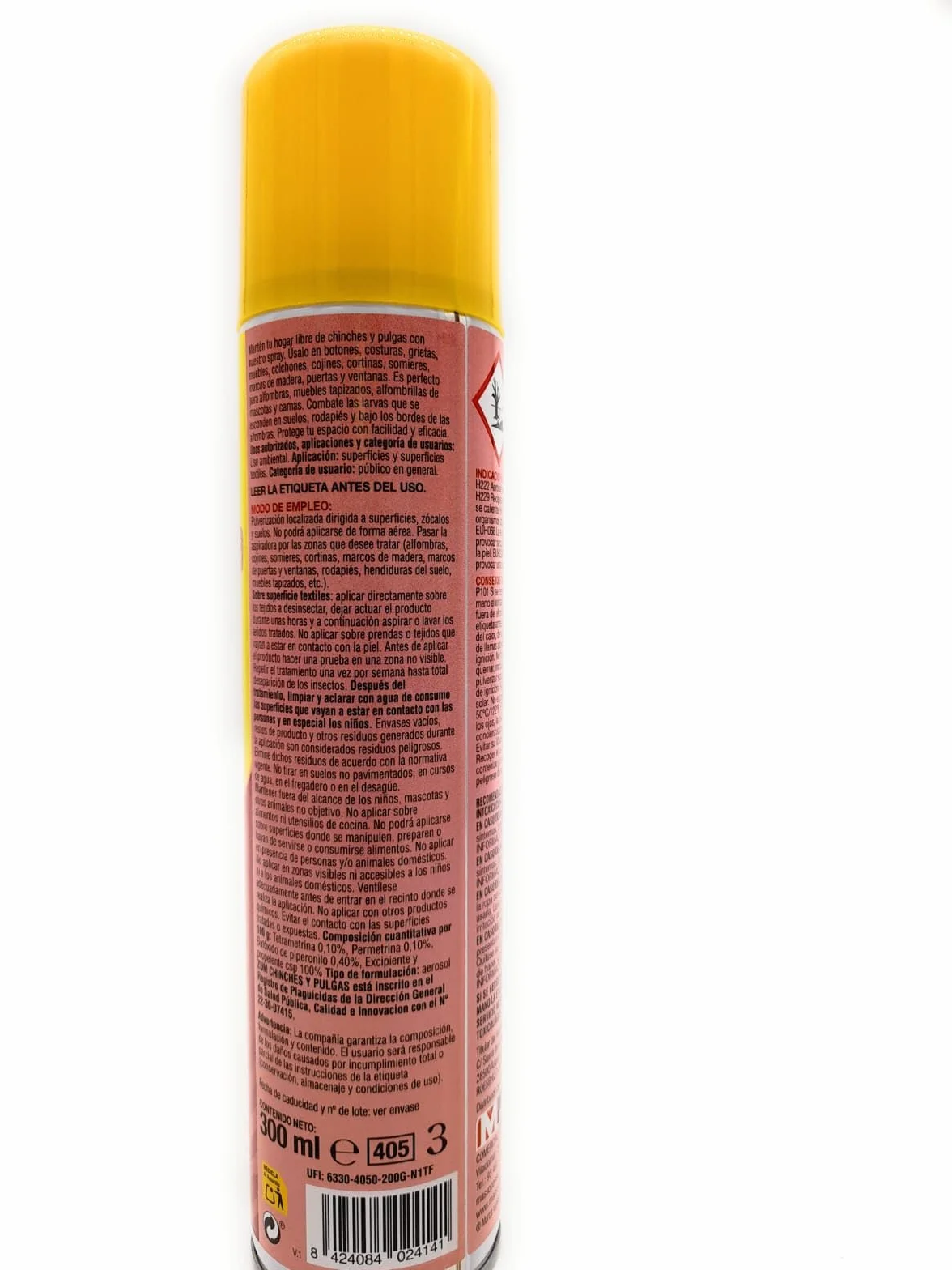 Insecticida Preben contra Chinches y pulgas Spray 300 Ml en costuras,grietas,muebles,somieres, marcos de madera,puertas. ESPECIAL TEXTIL sofás,alfombras,cojines,colchones,cortinas (1 unidad)