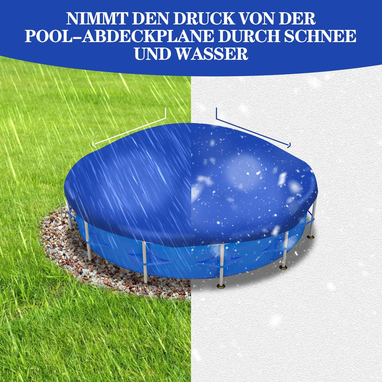Cojín de piscina de invierno para piscina, cojín de aire de 120 x 120 cm, cojín de invierno con válvula de seguridad, con cuerda de 8 m para la mayoría de tipos, cojines de piscina, cojín
