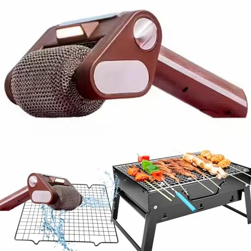 Limpiador de Parrillas eléctrico Recargable inalámbrico con luz LED, Acero Inoxidable 304, 350 RPM, diseño sin cerdas para Barbacoa y Cocina.