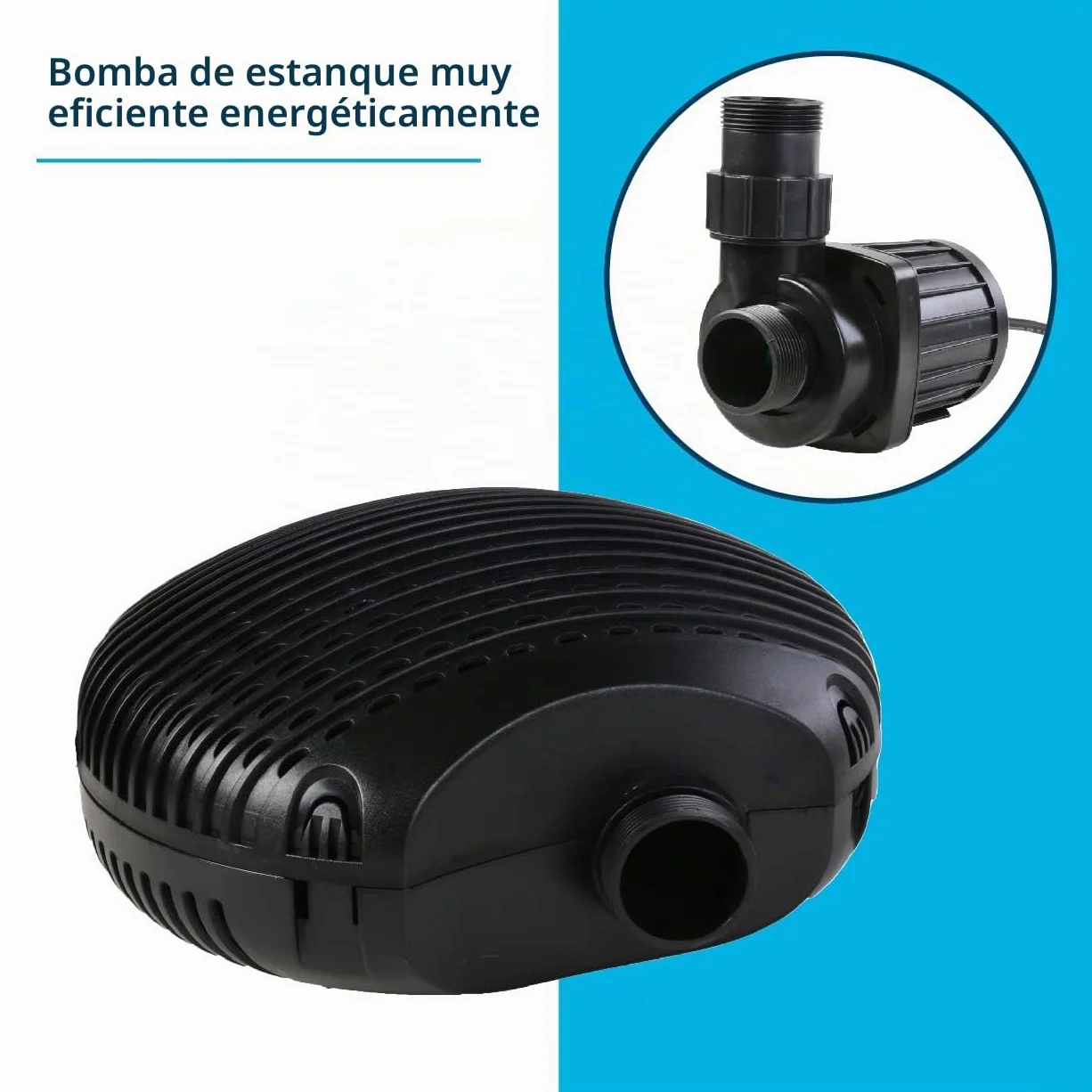 Bomba de filtro/estanque AquaForte EC-10000 10 m³/h, altura de impulsión 5m, 68Watt, Negro | adecuado para agua dulce y salada | adecuado para arroyos, cascadas, fuentes, filtros, etc.