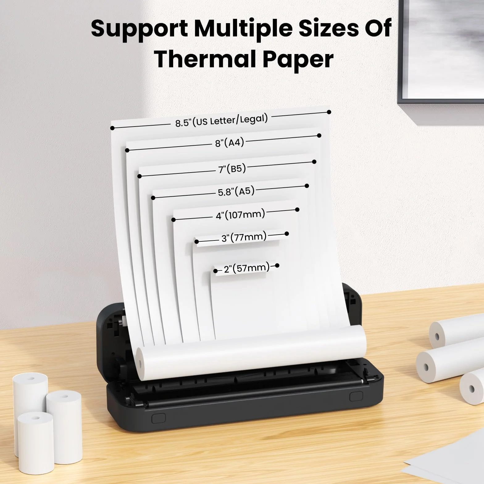 Impresora portátil térmica A4 Bluetooth para oficina móvil, compatible con Android iOS y laptops