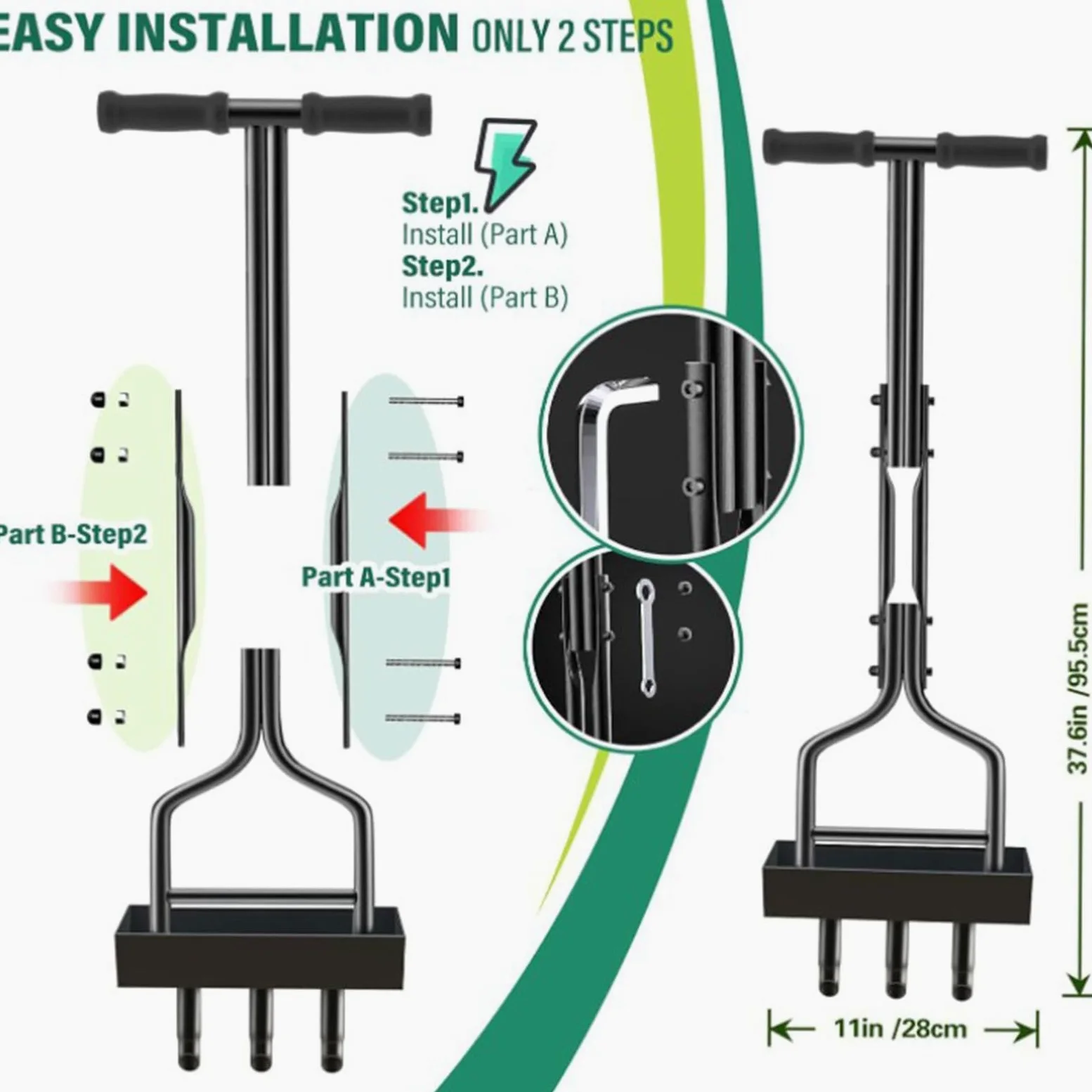 Aireador Manual de Césped para Suelos Compactados, 95x28cm