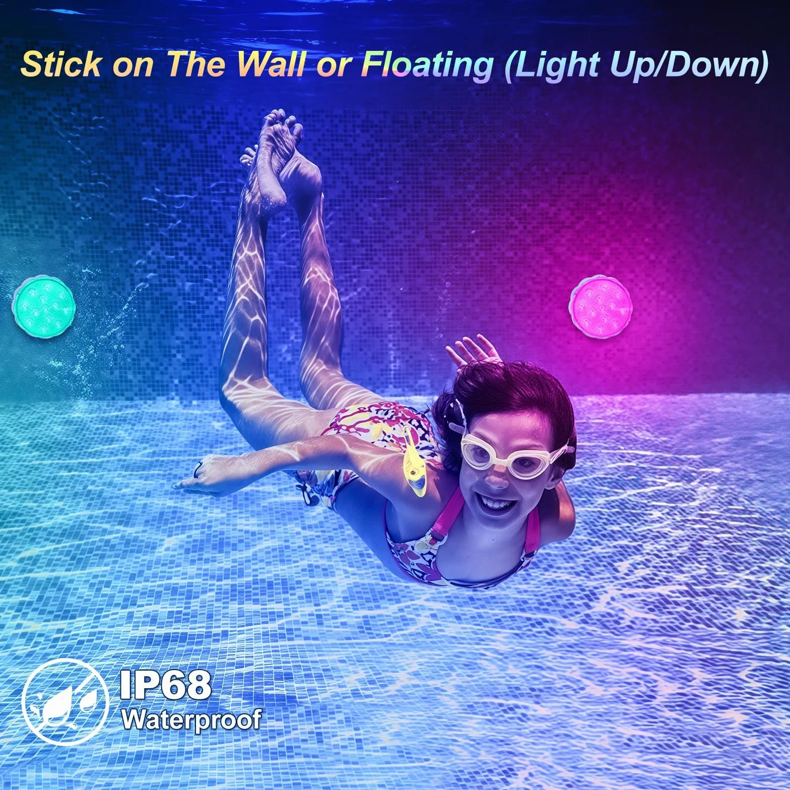 daphomeu 2Pcs Luces Recargables para Piscina con Mando a Distancia, Luces Sumergibles Impermeables IP68 para Piscinas Elevadas y Enterradas, Baños, Duchas, Decoración de Fiestas, Spas, Acuarios