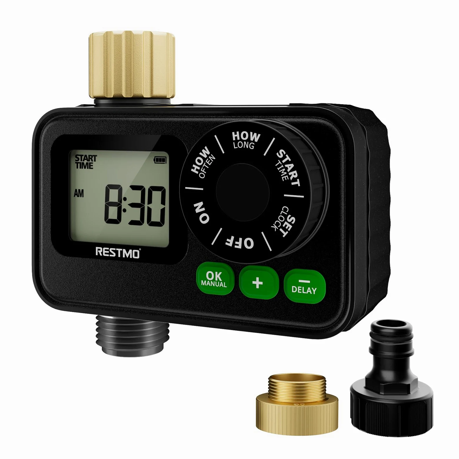 Ordenador de riego de 1 Zona, Temporizador Digital para riego de jardín, automático/Manual/retraso de Lluvia, hasta 11 h 59 min – Temporizador de riego para Manguera de jardín, Grifo Exterior | Automático/manual/retardo de lluvia, para manguera de jardín