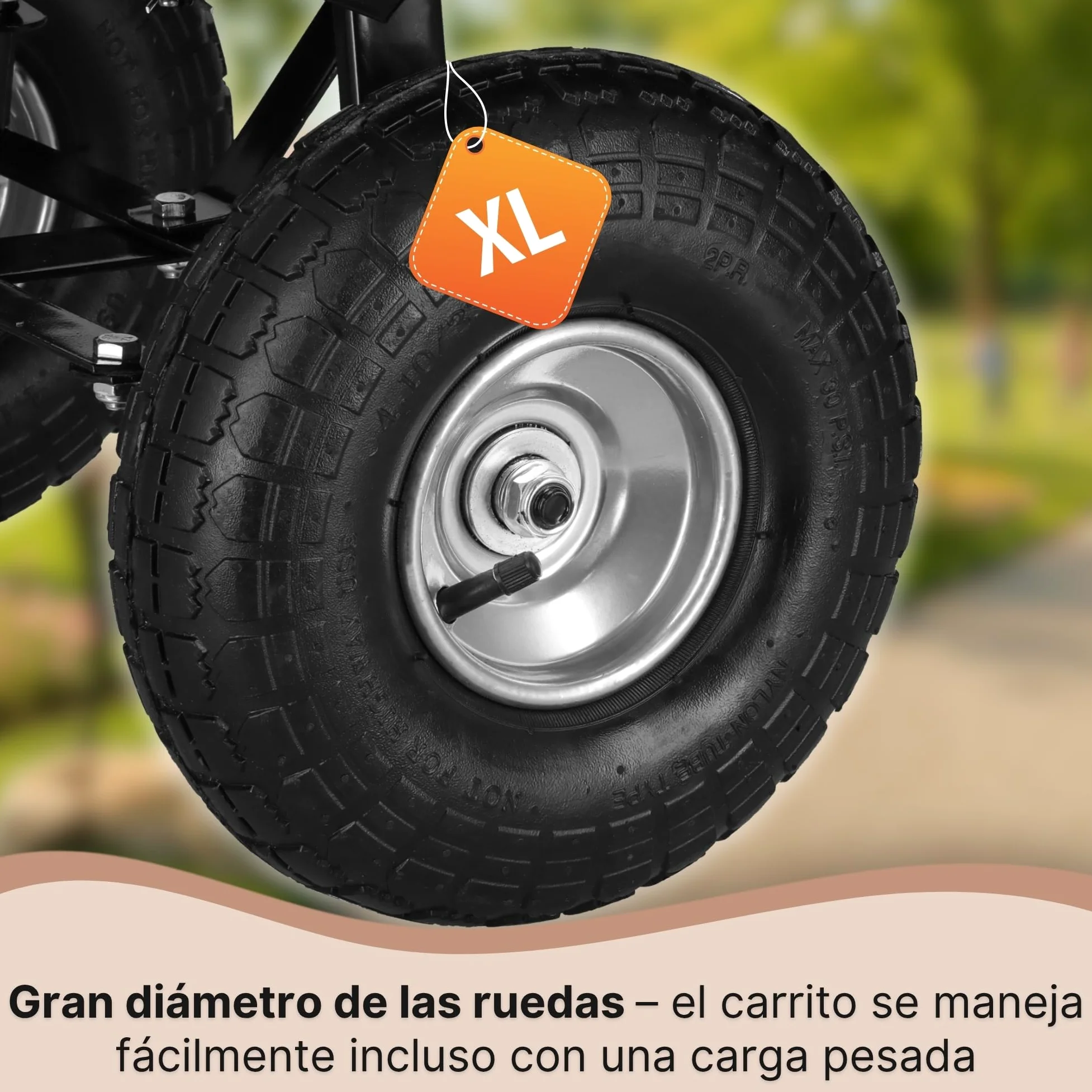 SPRINGOS Carro de jardín con función basculante, carretilla de transporte de 250 kg, 75 l