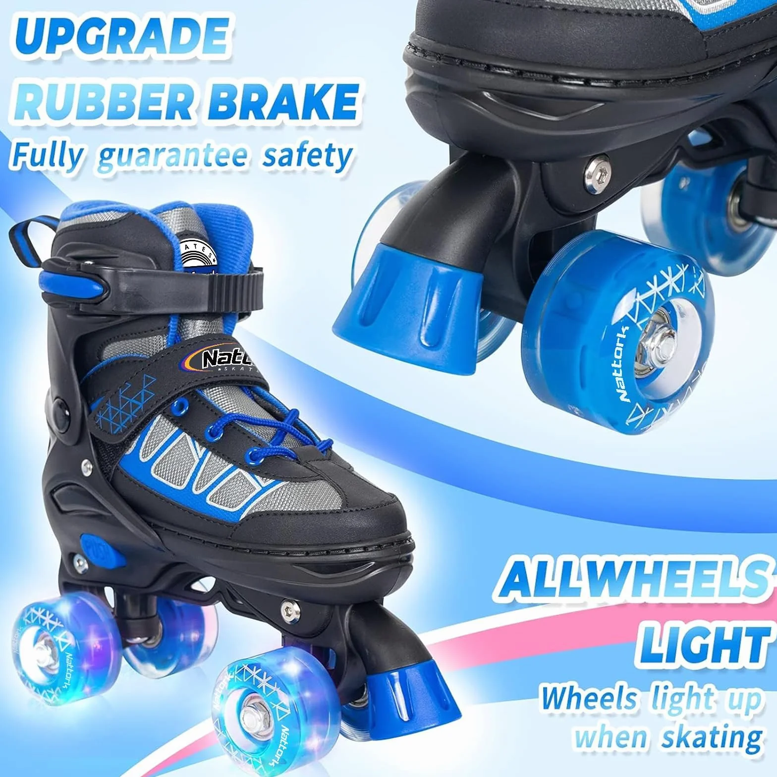 Nattork Patines ajustables para niños 4 tamaños exteriores interiores