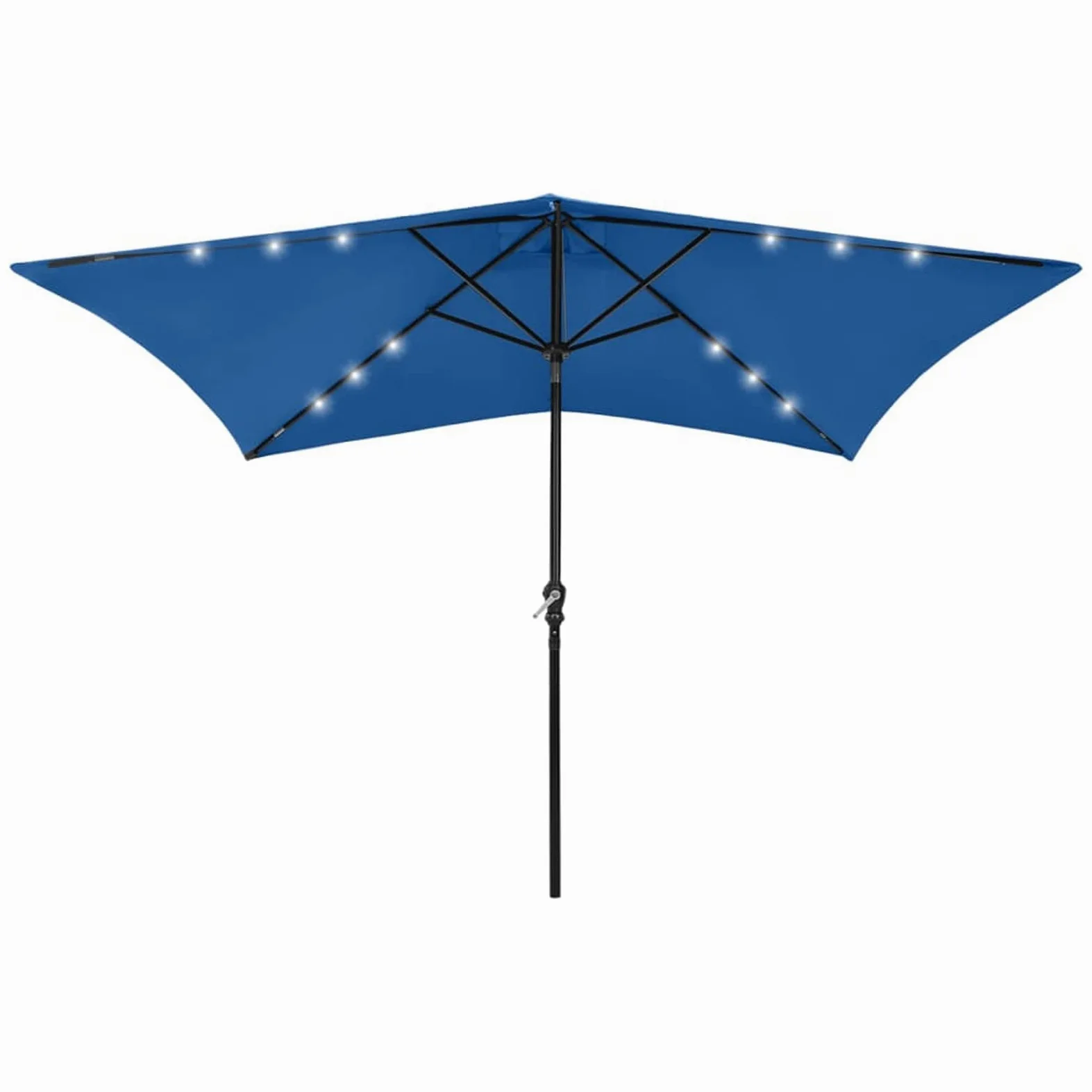 Homgoday Decoración - Sombrilla de exterior con LED y poste de acero azul, 2 x 3 m