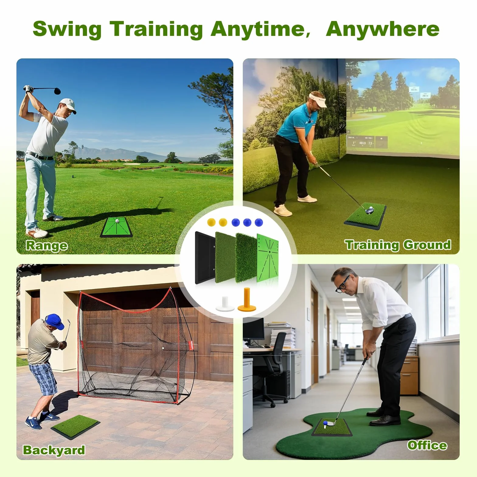 Alfombrilla de Golf 3 en 1, Entrenador de Swing con Feedback Instantáneo, Base Antideslizante