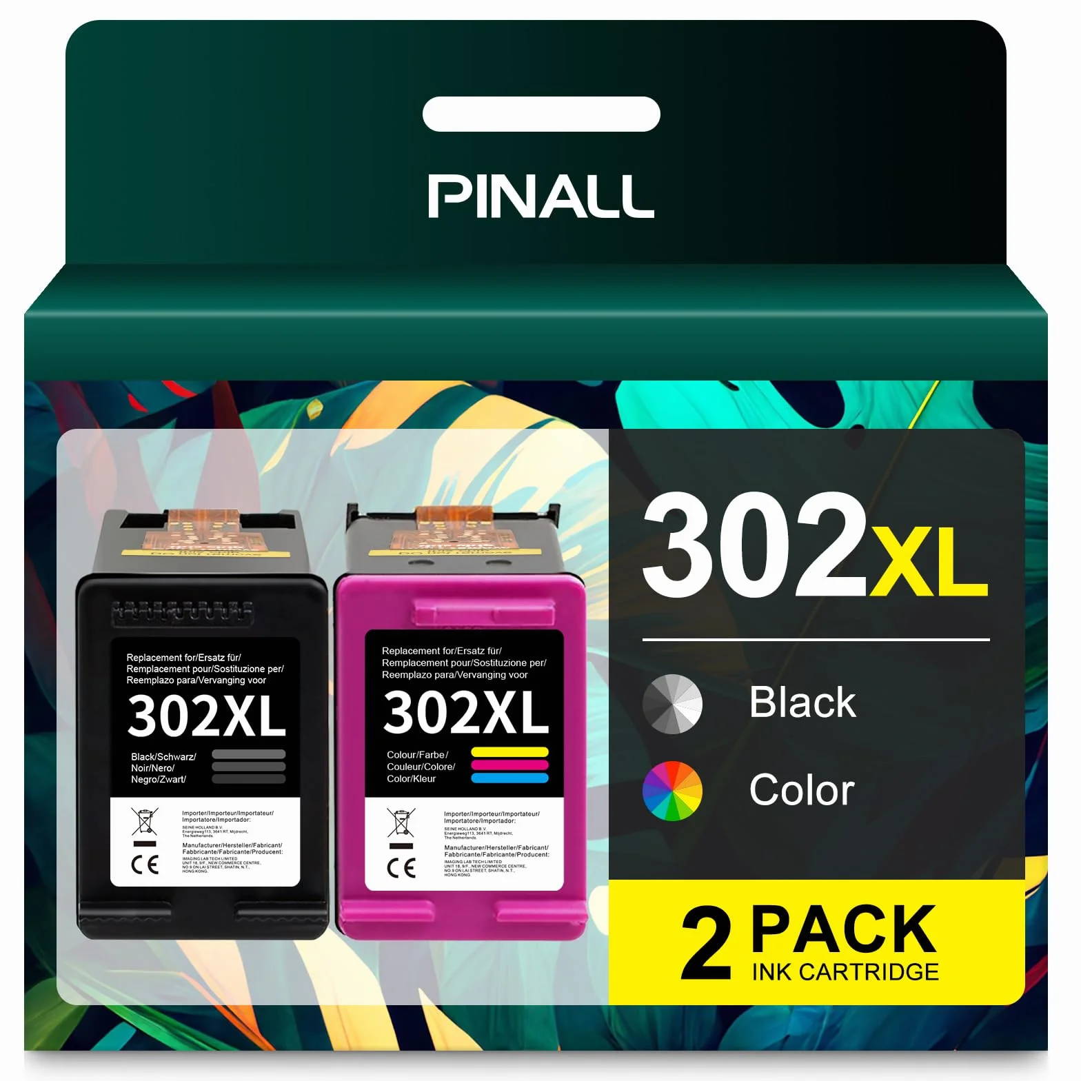 Cartuchos Compatibles HP 302XL para HP DeskJet 3639 3630 OfficeJet 3831 3830 5230 Envy 4525 4500 4520 (1 Negro 1 Color)