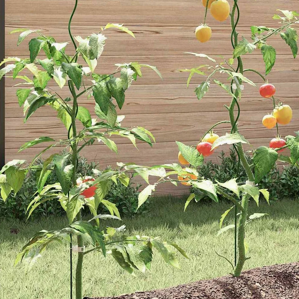 Soporte para plantas de acero verde, 110 x 0,6 x 0,6 cm, 5 unidades en espiral, soporte para tomates en jardín, balcón, bancal elevado para fijar y cultivar plantas trepadoras