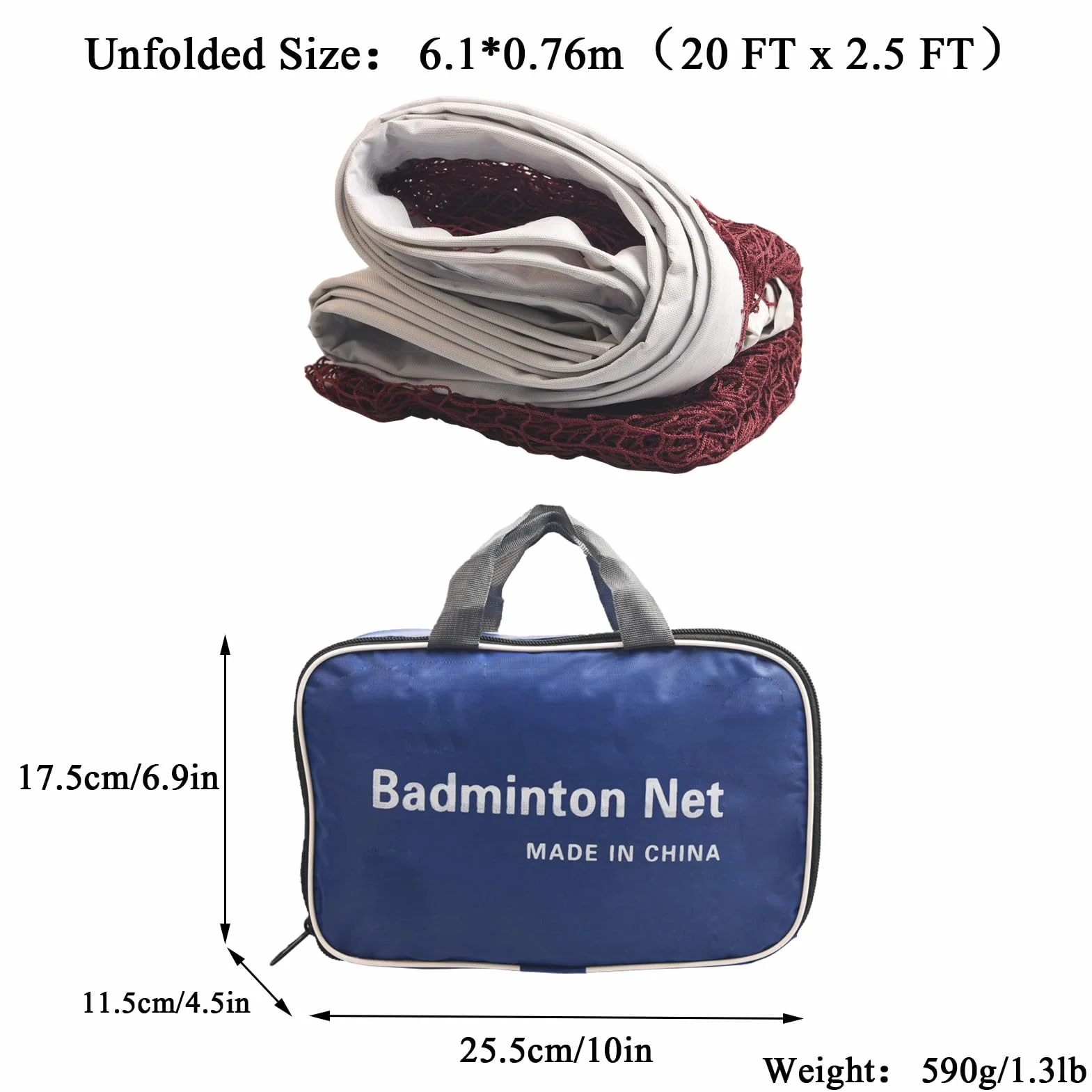 Red de bádminton 610x76cm nailon plegable portátil para niños escuela playa piscina