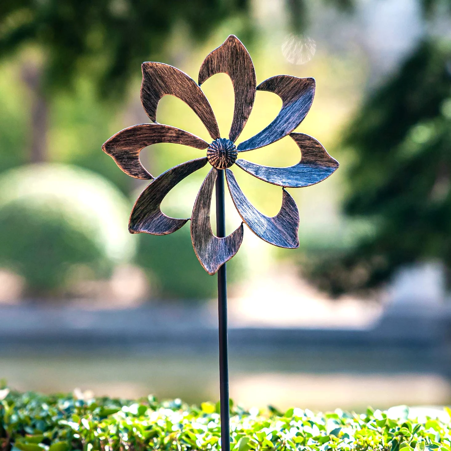 Wind Spinner Dahlia 155 cm (61 Pulgadas) Spinner cinético de Viento para Exterior - Construcción de Metal Vertical para Jardín y Patio