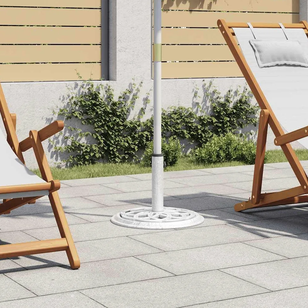 vidaXL Base de Sombrilla, Soporte de Parasol, Pie de Sombrilla, Base para Jardín Patio Terraza Piscina Playa, Hierro Fundido Blanco 44X44X31 cm