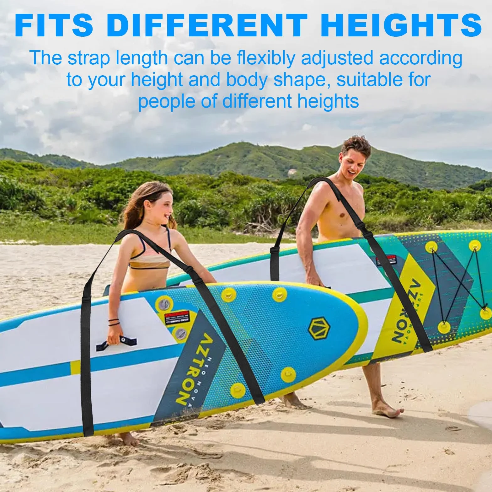 Correa de Transporte Tabla de Surf Ajustable Nylon Resistente al Desgaste Negro
