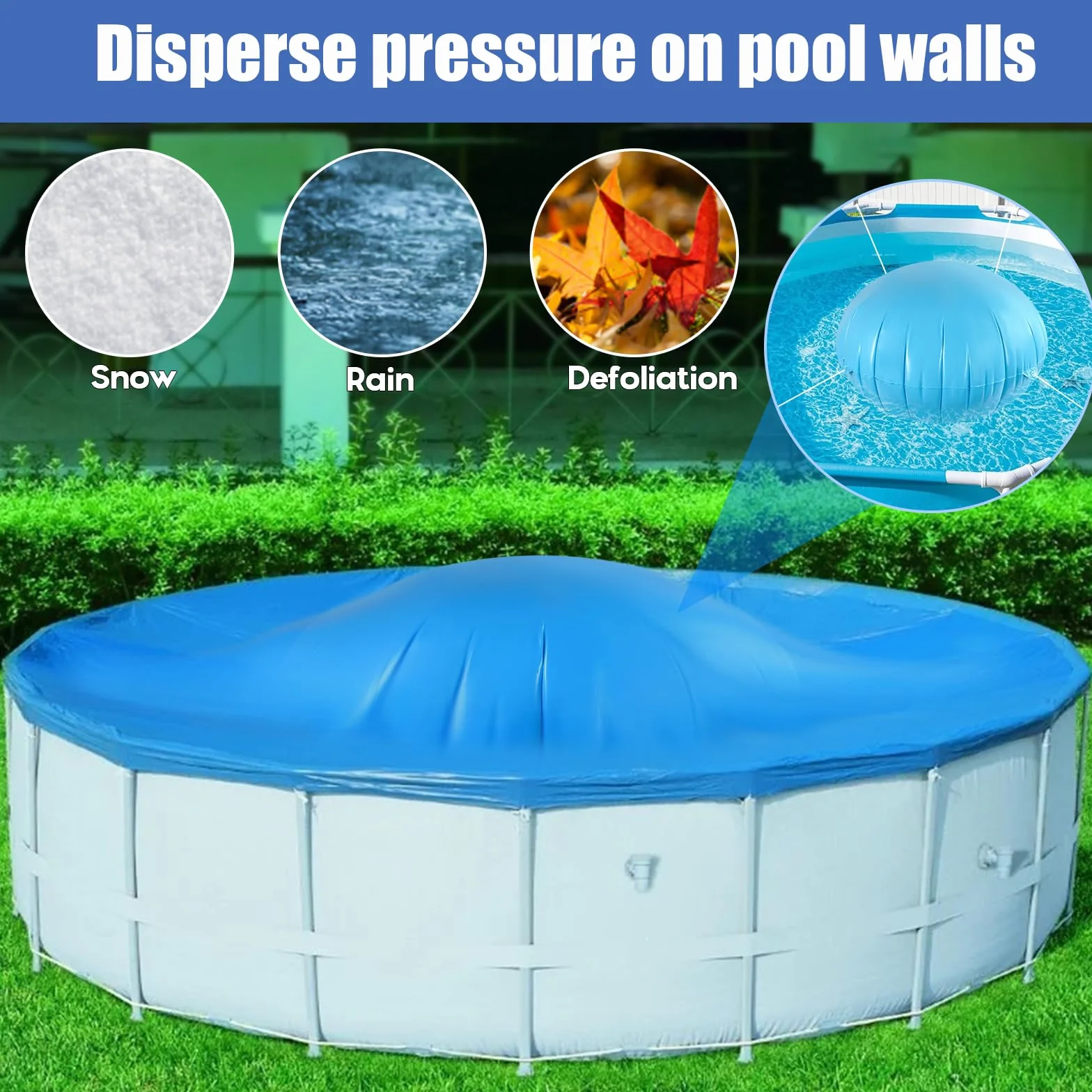 Cojín de Piscina Invierno, 4 Pies/120 CM Cojín de Aire de Piscina, Cojíns de Invierno para Piscinas, Adecuado para Proteger Piscinas Durante El Inviernos Y Las Inclemencias del Tiempo