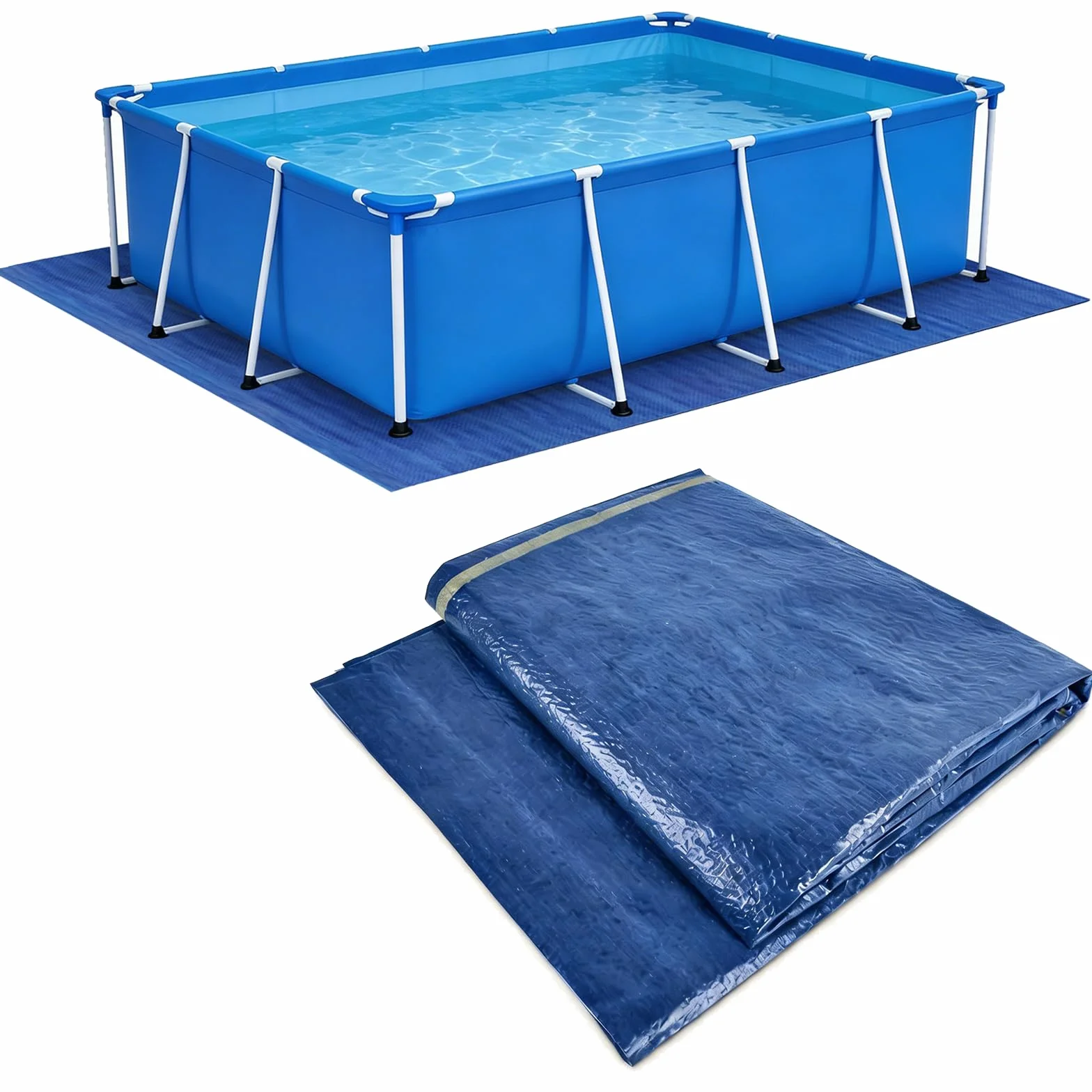 Paño para el Suelo de la Piscina, Tapiz Suelo Piscina, Alfombra de Protección Azul, Impermeable, Resistente, para Piscinas Hinchables y Piscinas sobre el Suelo (300 x 200 cm)