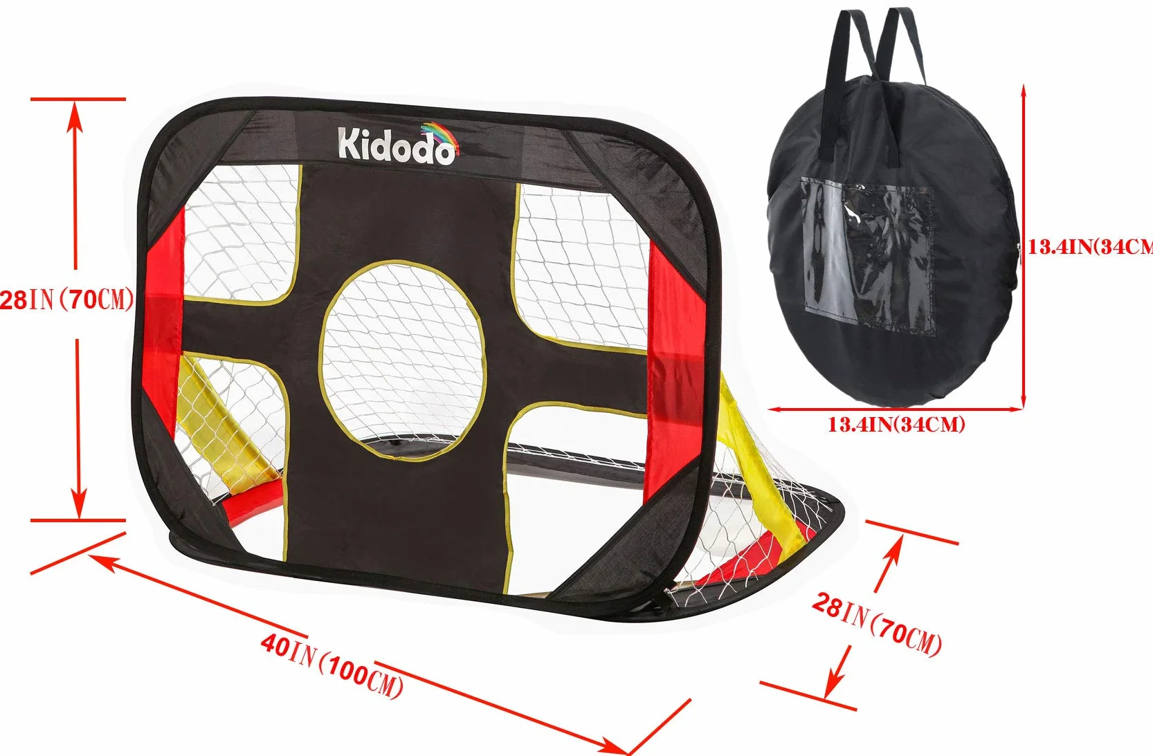 Kidodo Portería de fútbol plegable portátil 100x70x70 cm para niños jardín interior