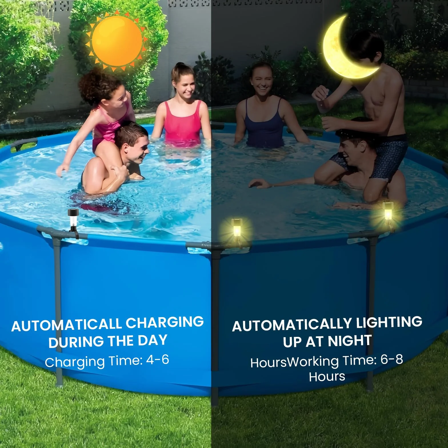 BORDEAG 10 luces para piscina, luces solares para vallas, luces LED para piscina, iluminación de estanque, luces solares para piscina, impermeables, para decoración de jardín