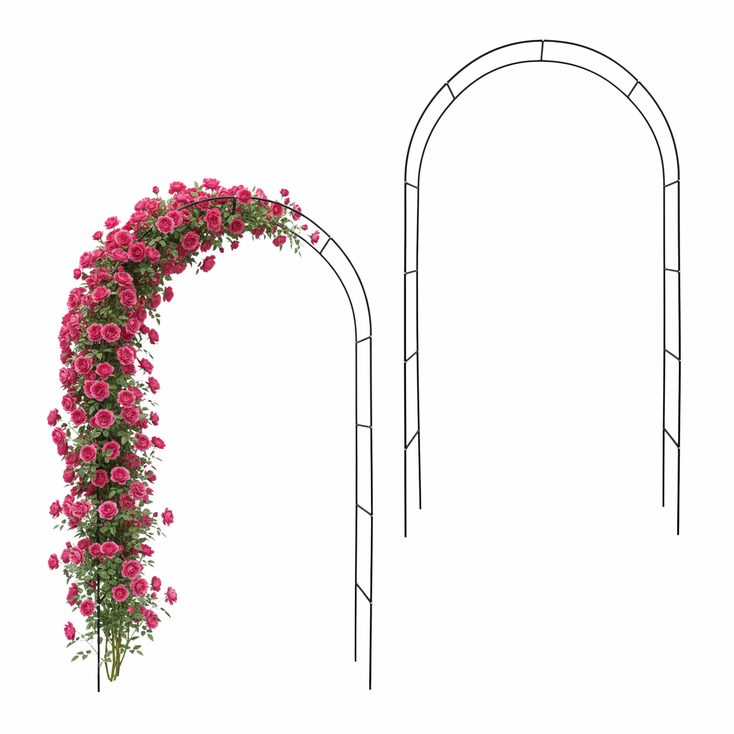 Relaxdays Juego de 2 Arcos de Rosas de Metal, 240 x 140 x 38 cm, para Plantas trepadoras, Color Negro