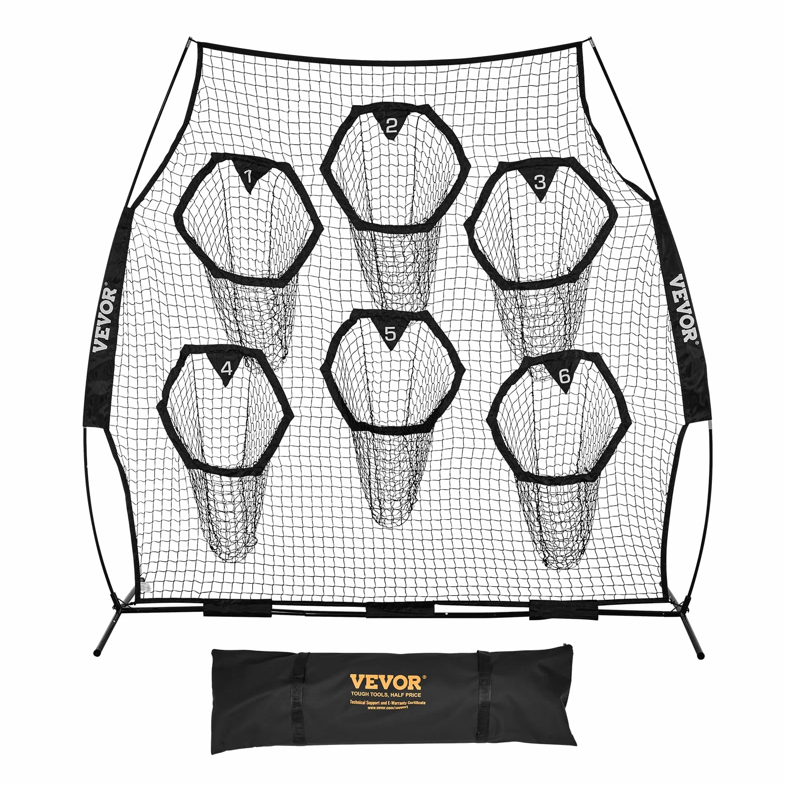 VEVOR Red de Lanzamiento para Entrenador de Fútbol, 274 x 106 x 243 cm, 6 Bolsillos, Negro