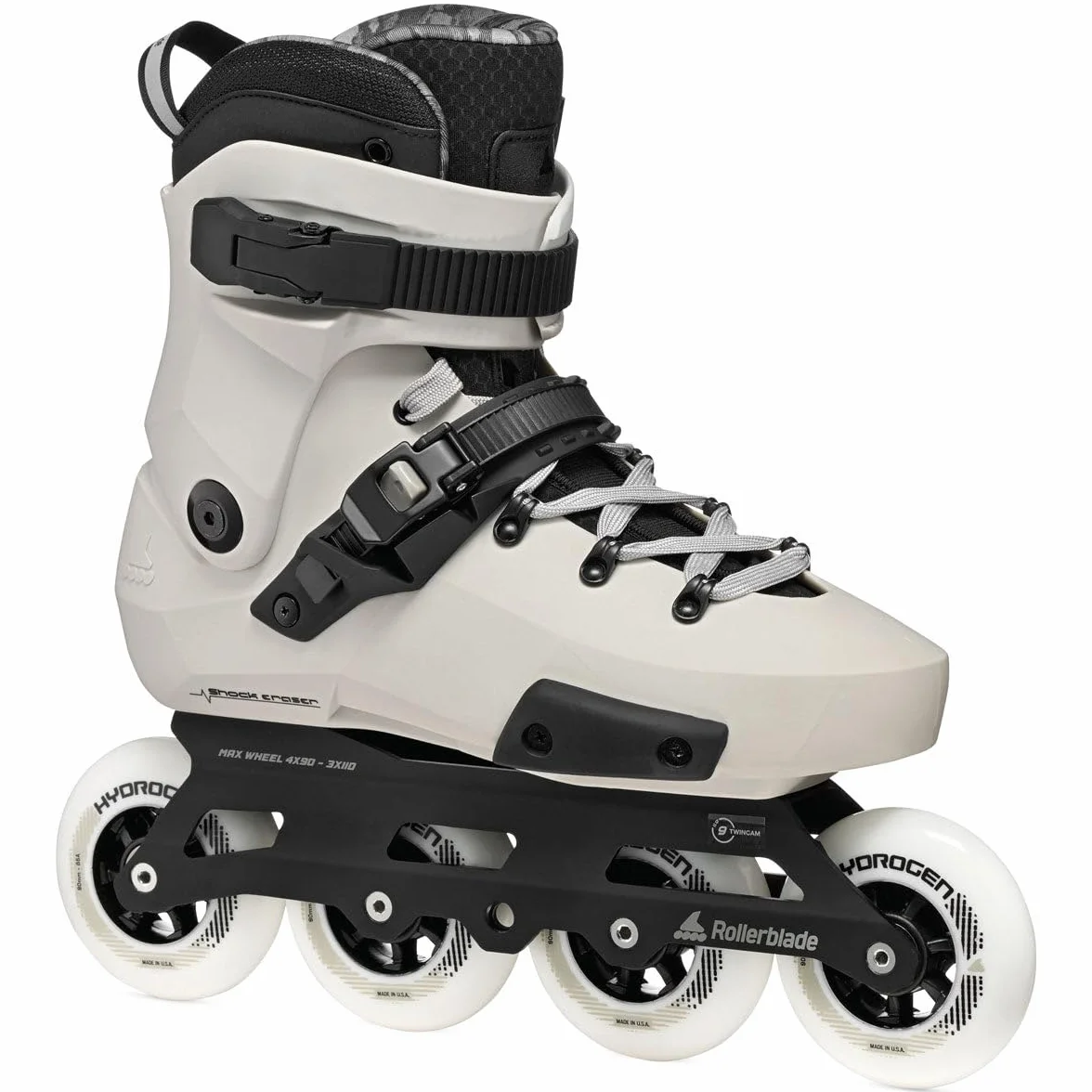 Rollerblade Patines Freeskate Urbanos Twister 90R 4x90mm Rocker Carcasa Rígida Guía Aluminio White Smoke Blanco Negro 43-44