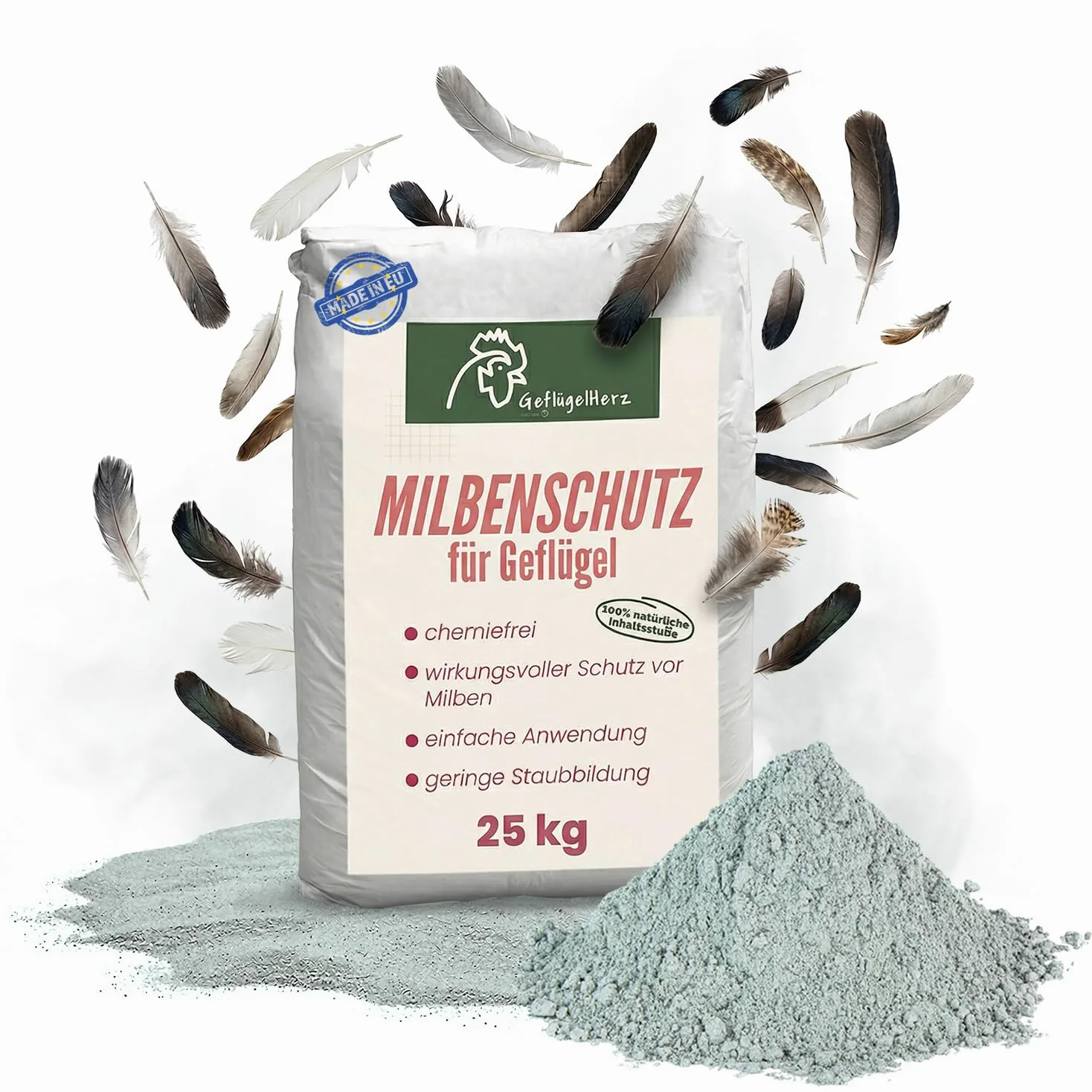Petigi GeflügelHerz 100% Natural baño de Polvo contra ácaros para Pollos 25 kg