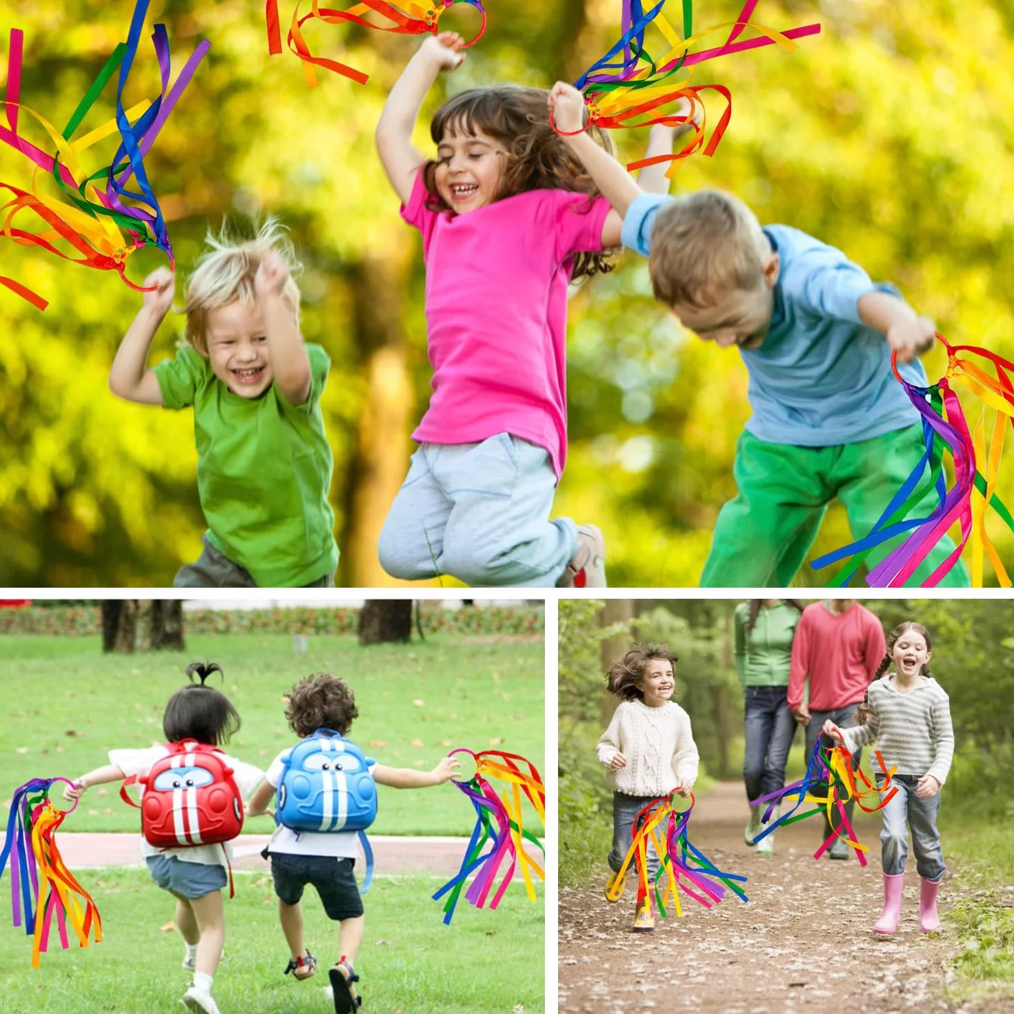 Cinta arco iris 4 piezas para baile gimnasia accesorios juguete niño regalo