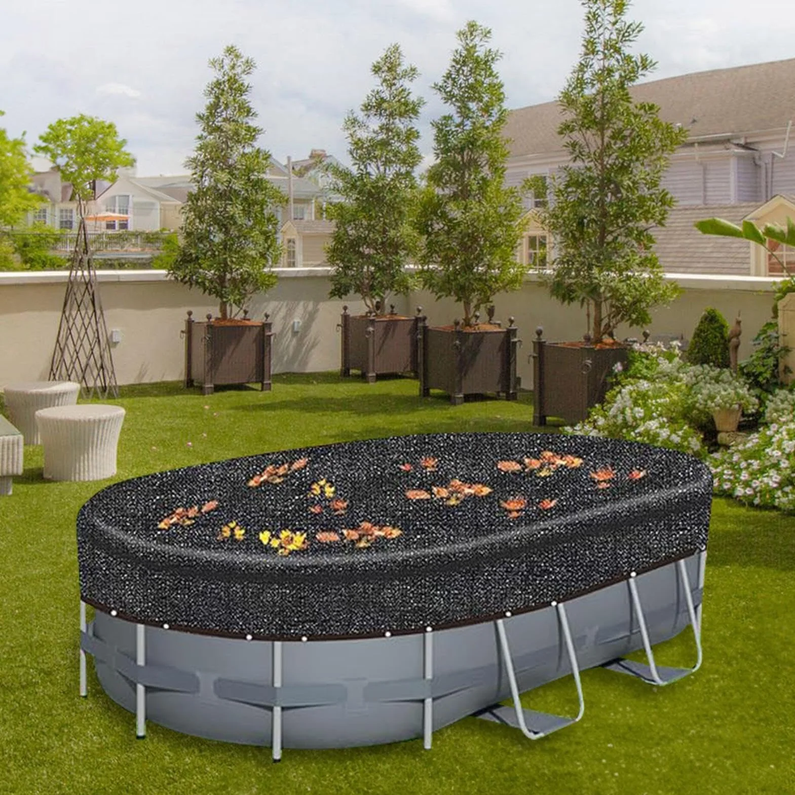 Cubierta de Red de Hoja para Piscina, Red de protección de Piscina, Red de Hojas para Piscina, Red antihojas para Piscina, Red antihojas para Piscinas enterradas y Fuera del Suelo, Lona de Malla de