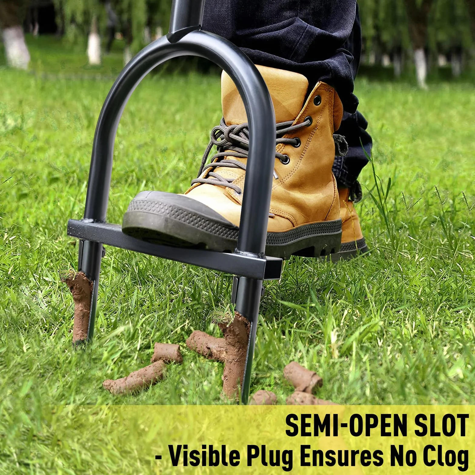 JARDINEER Aireador de césped, herramienta de extracción de hueso, aireador manual para compactación del suelo, aireador de césped para patios pequeños, jardín, césped