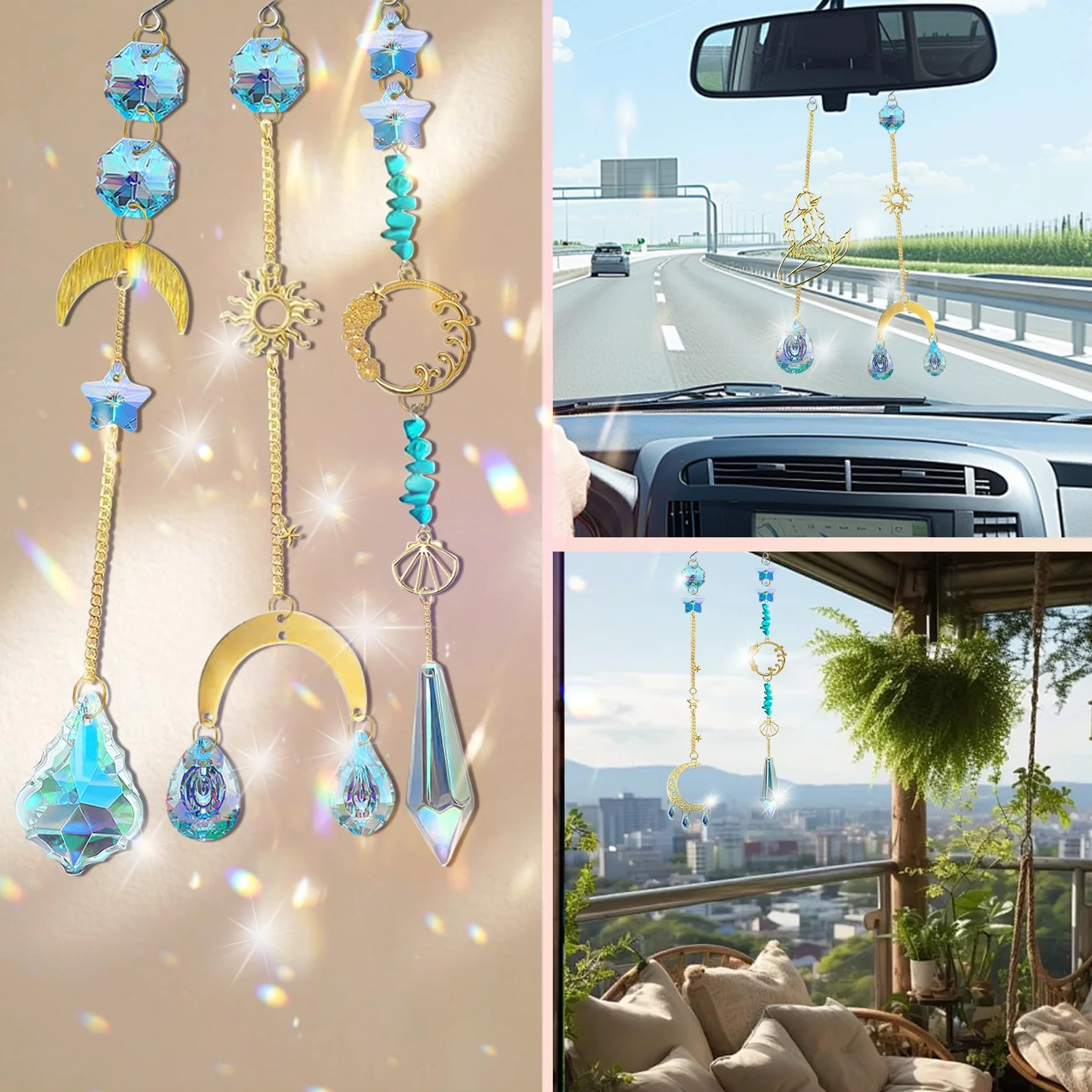 VEEKAY Atrapasoles Cristal Colgante,425 Piezas DIY Kits para Hacer atrapasoles,DIY Bola de Cristal Prisma con Cuentas/Cadenas/Anillos,Colgante de Cristal Arcoíris para Ventana Jardin Fiesta Decor