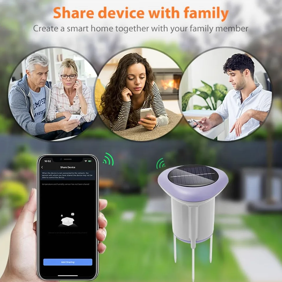 Sensor de Suelo Solar Tuya Smart Zigbee para Jardinería, Medidor de Temperatura y Humedad, Control por Aplicación, Termómetro de Suelo Digital