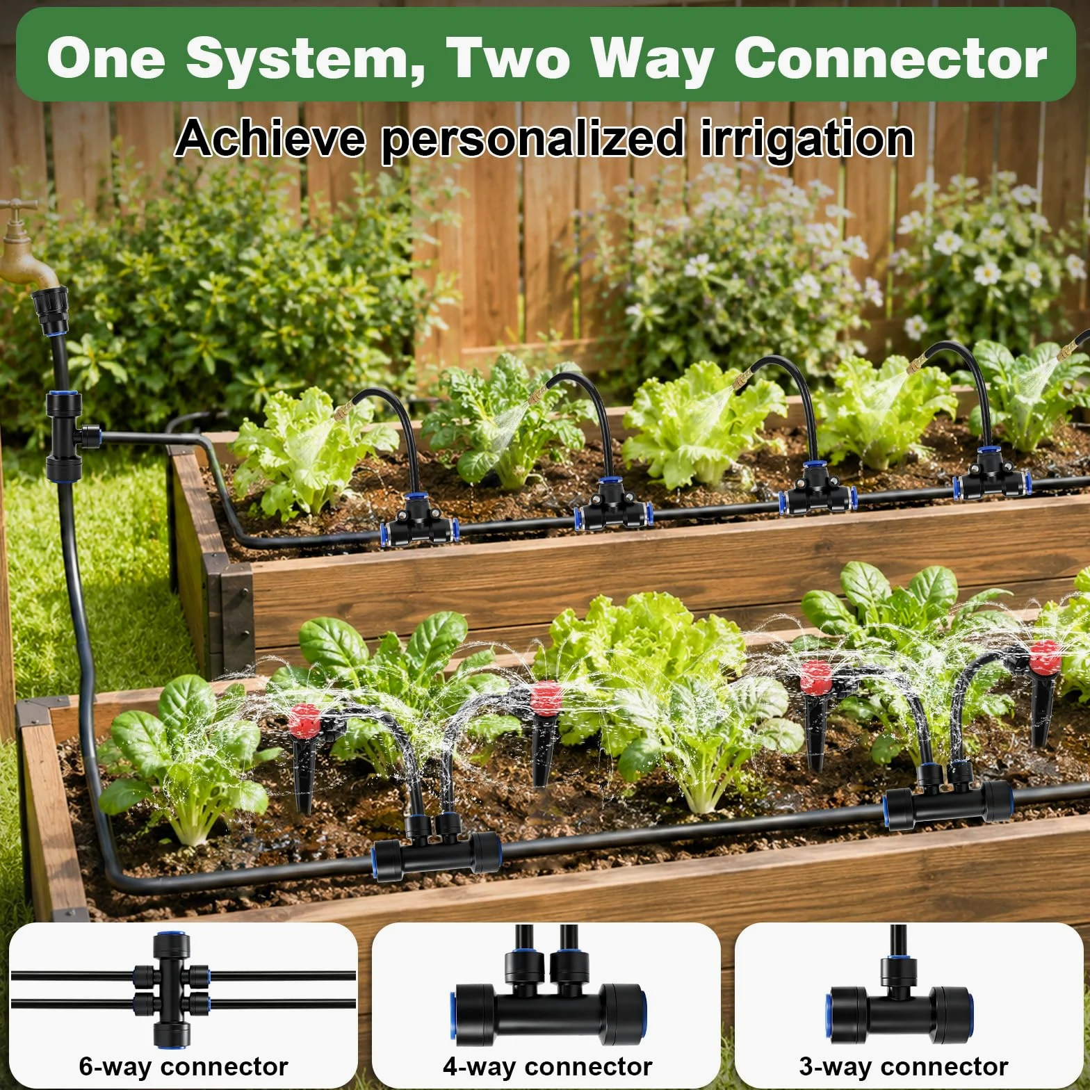 Sistema de riego automático de 360 ° para jardín, 30 m, 20 emisores con estaca + 10 boquillas de cobre ajustables, 12 mm+6 mm, sistema de riego por goteo y sistema de refrigeración por niebla para