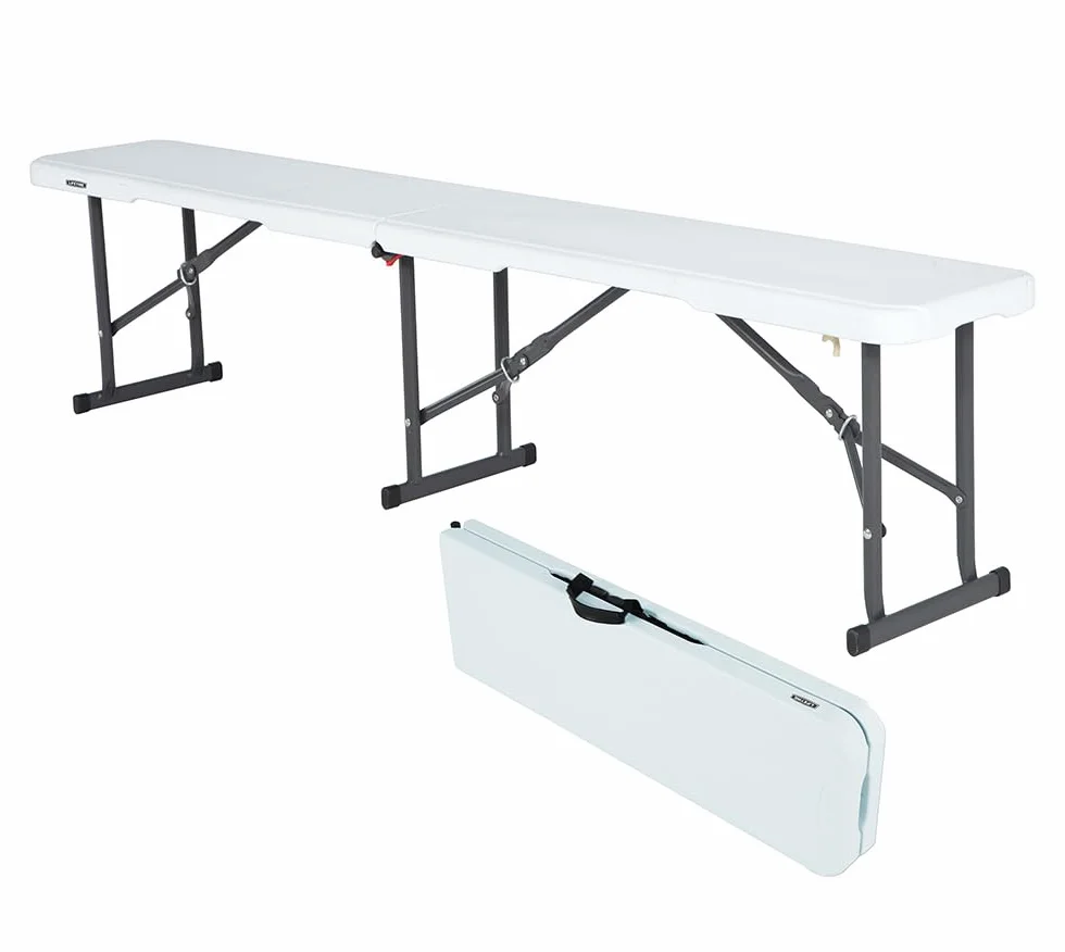 LIFETIME 80305 Banco Plegable Ultrarresistente 454 kg UV100 Blanco 183 x 29 x 42 cm