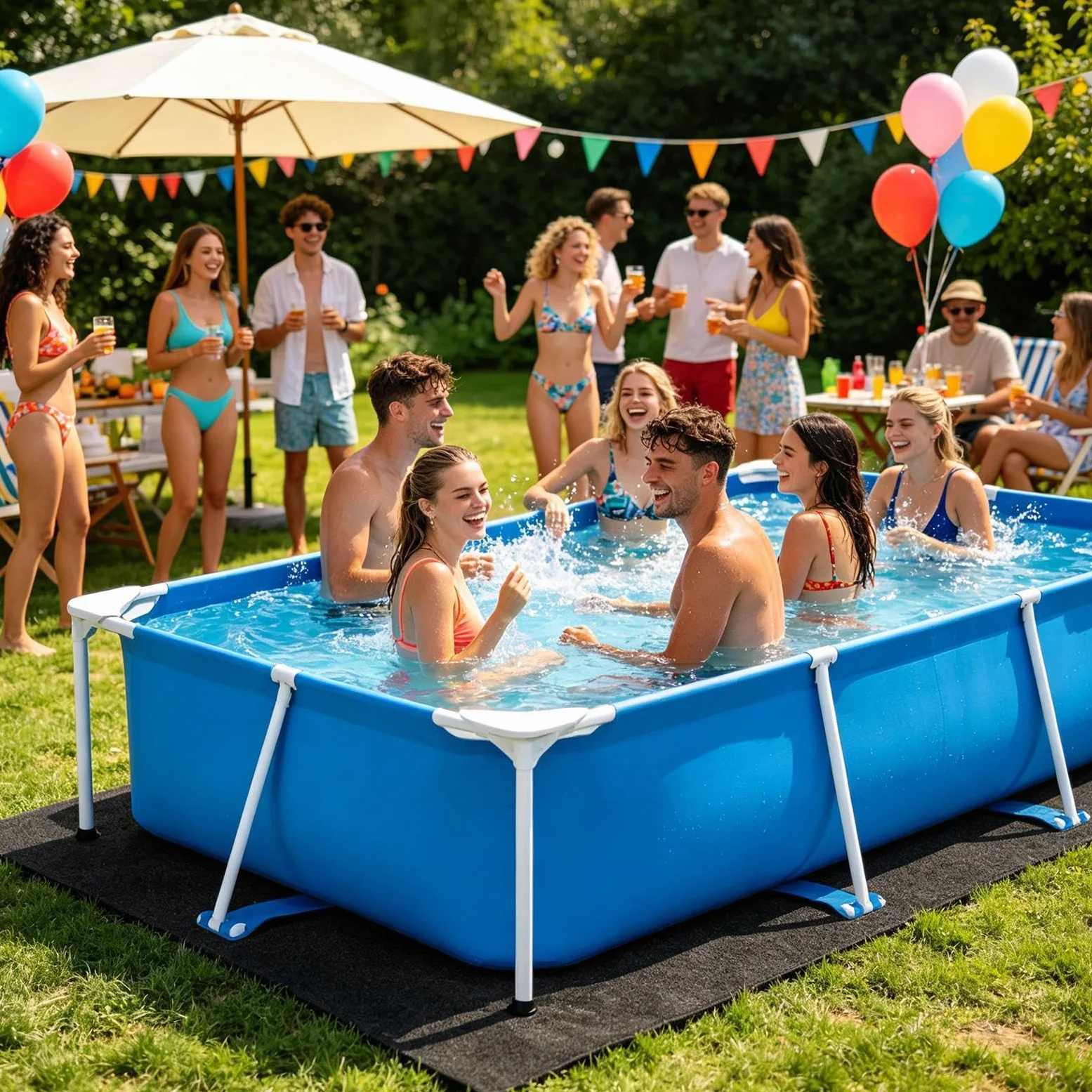 Alfombrilla cuadrada para piscina, protección de puntos, protección de puntos, resistente a la suciedad en la base de tierra de , marco rectangular de protección para piscinas, para hogares