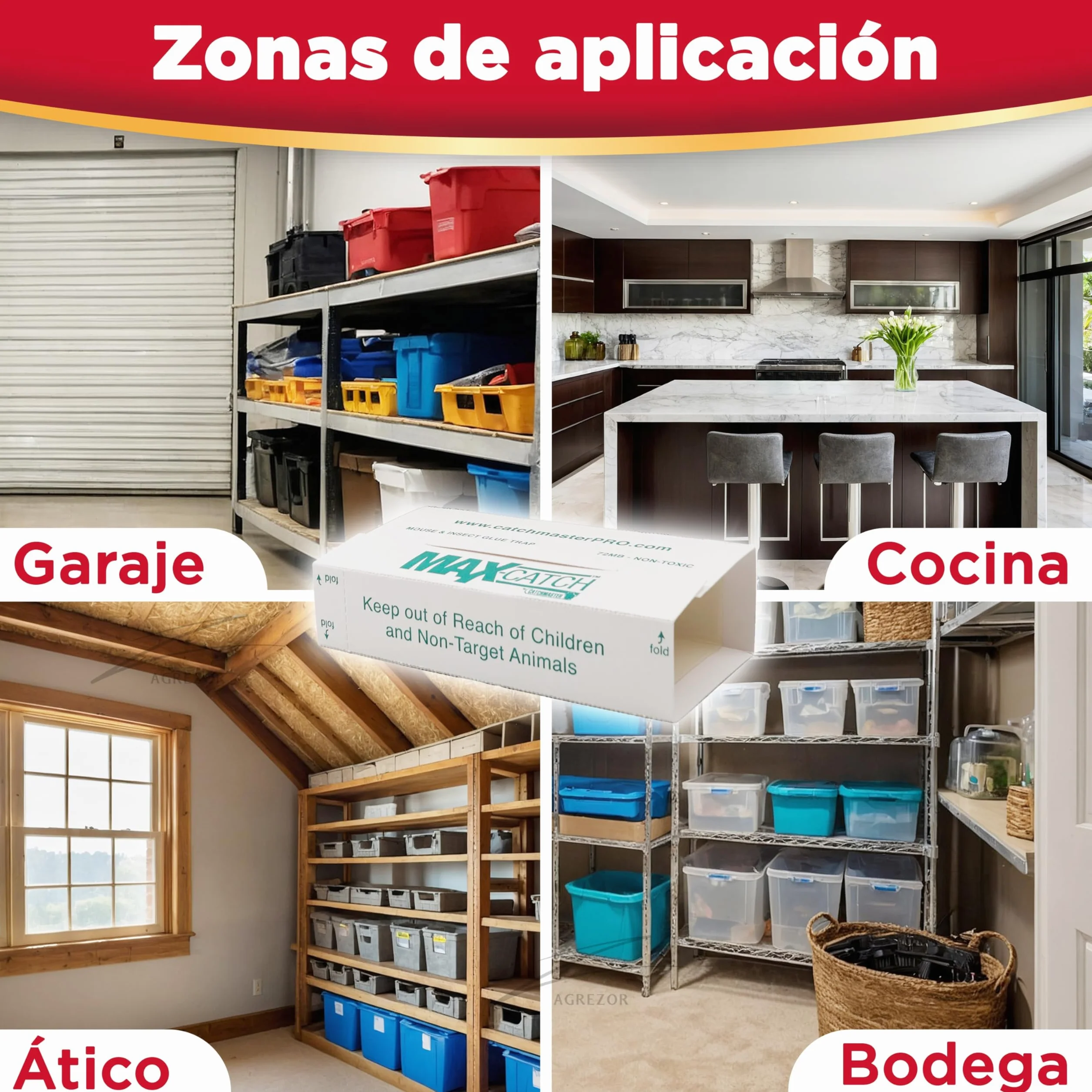 Catchmaster 72MAX 9X Trampas para Ratones Adhesiva | Sin Veneno | Trampas efectivas para Ratones Pegamento | Fácil de Usar | Atrapa para Uso en Interiores