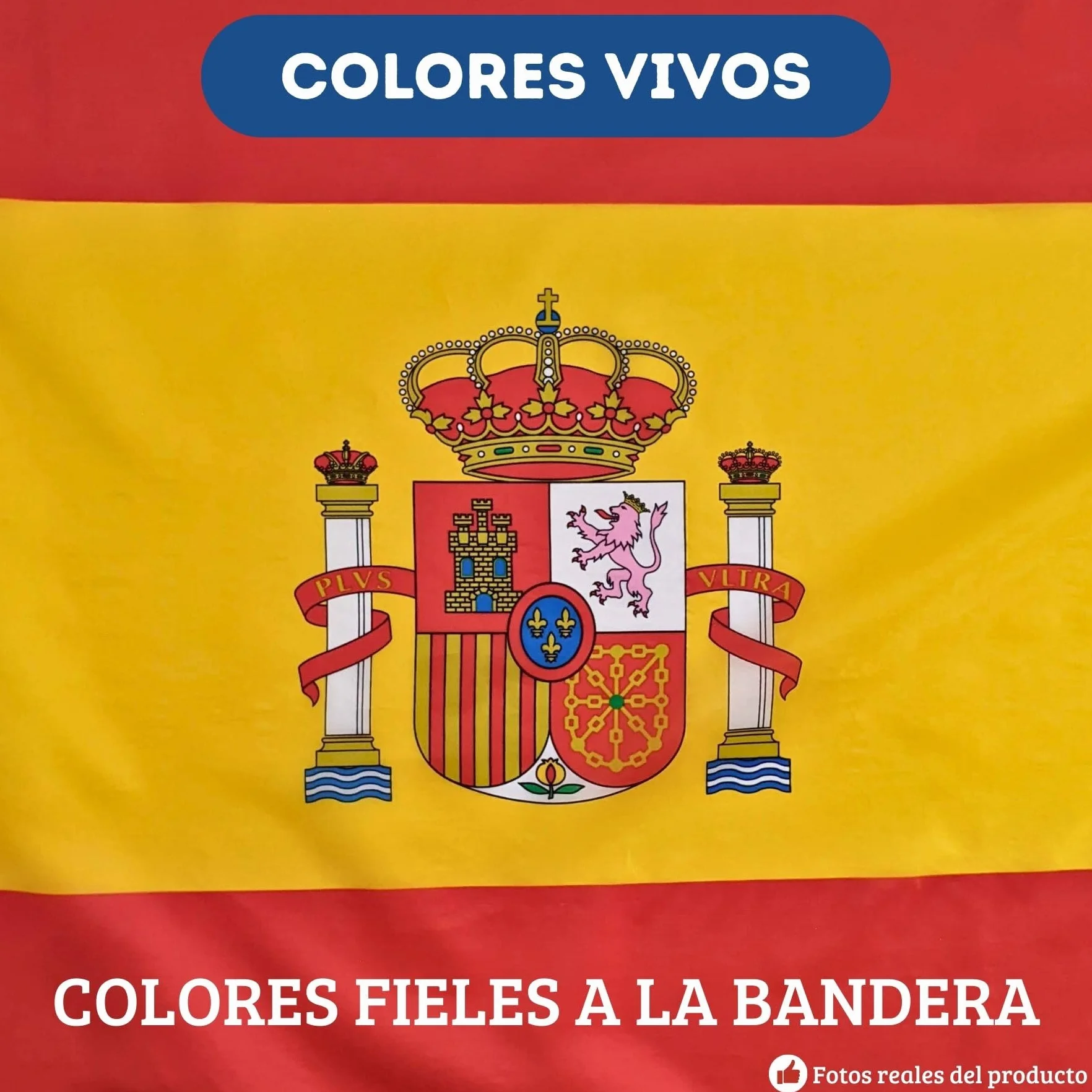 Bandera de España Grande 150x90cm, con 2 Ojales Metálicos | Bandera España con Escudo para Exterior e Interior de Poliéster Resistente y Colores Vivos.