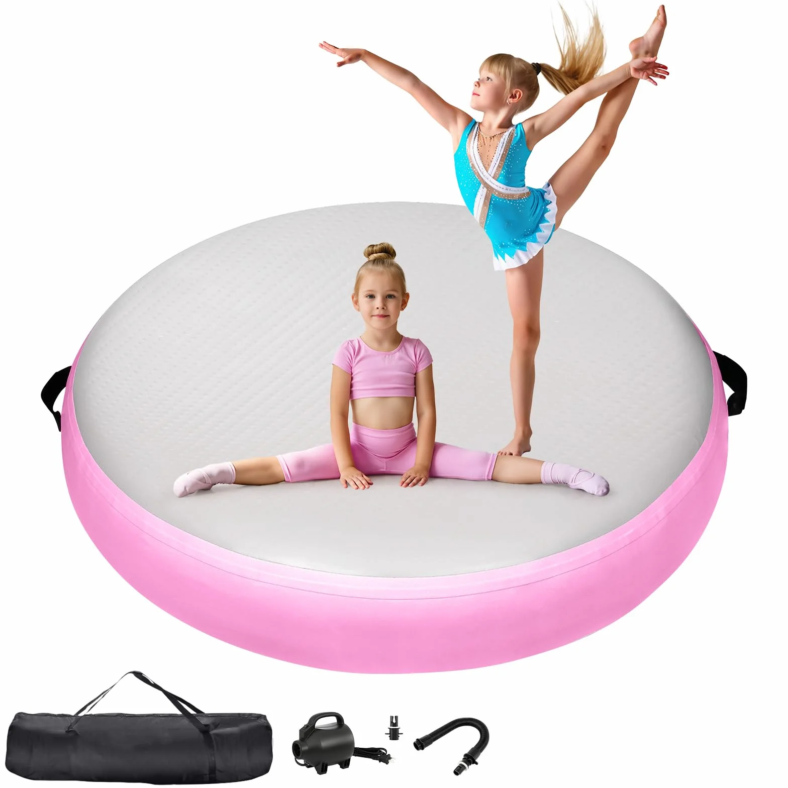 Colchoneta Gimnasia Inflable Redonda 20cm 100/140cm con Bomba 600W