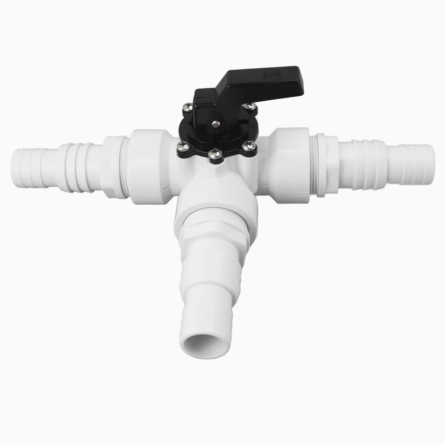 Dilwe Válvula de Agua Desviadora de 3 Vías para Uso Eficiente en Jardín y Piscina Adaptador de Manguera de PVC ABS Duradero de 1,25" y 1,5"