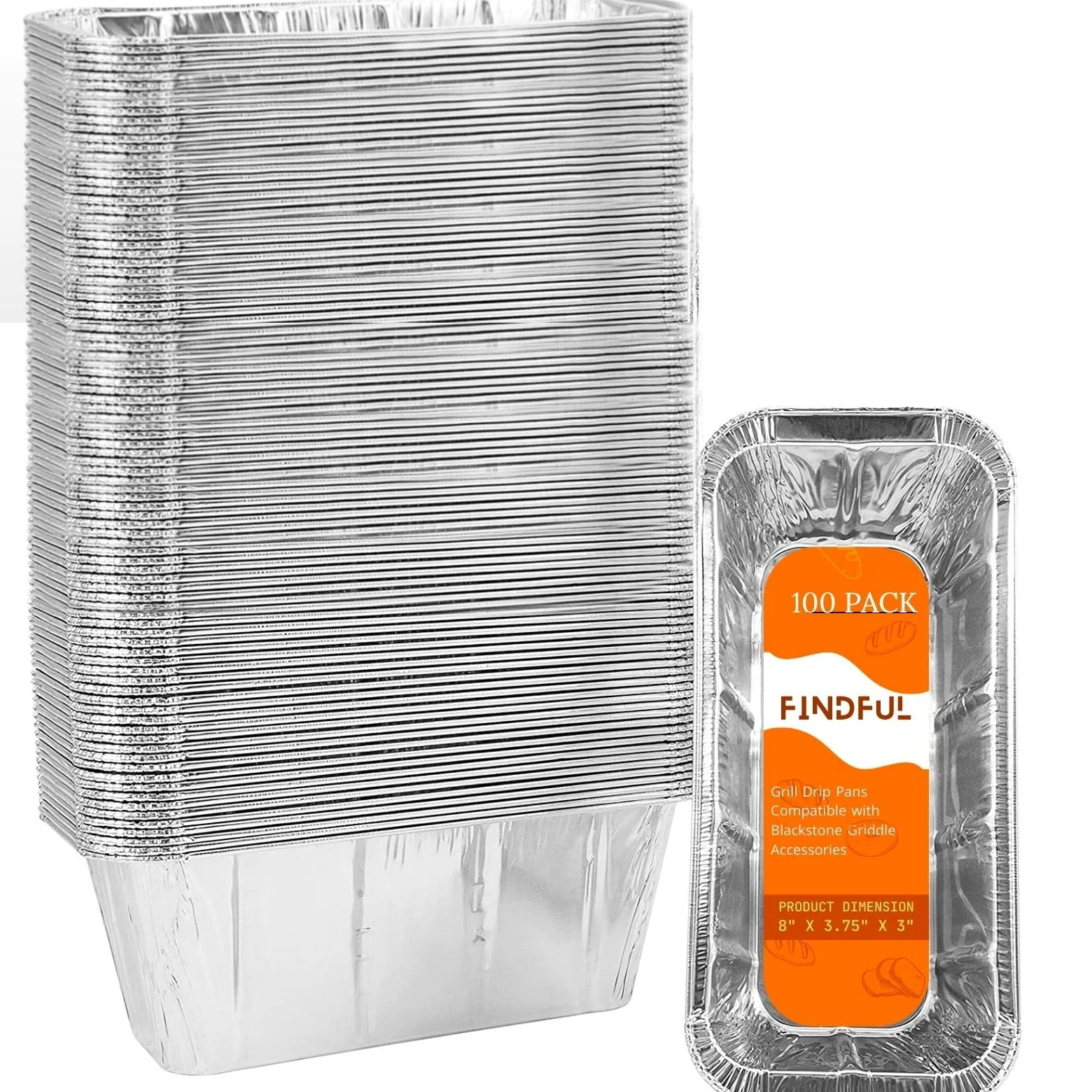 Blackstone - Paquete de 100 forros de bandeja de goteo para parrilla, bandeja de aluminio desechable para parrilla Blackstone de 17, 22, 28 y 36 pulgadas, soporte de bandeja de goteo para parrilla