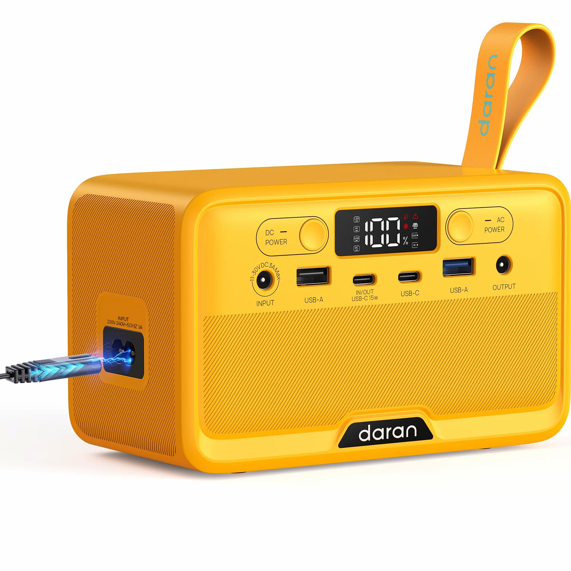 Estación de alimentación portátil, 100 W, 89,6 Wh, 1,15 kg, USB-A 18 W, USB-C 45 W, CA / carga solar de 40 W, para camping, viajes y suministro de energía de emergencia al aire libre