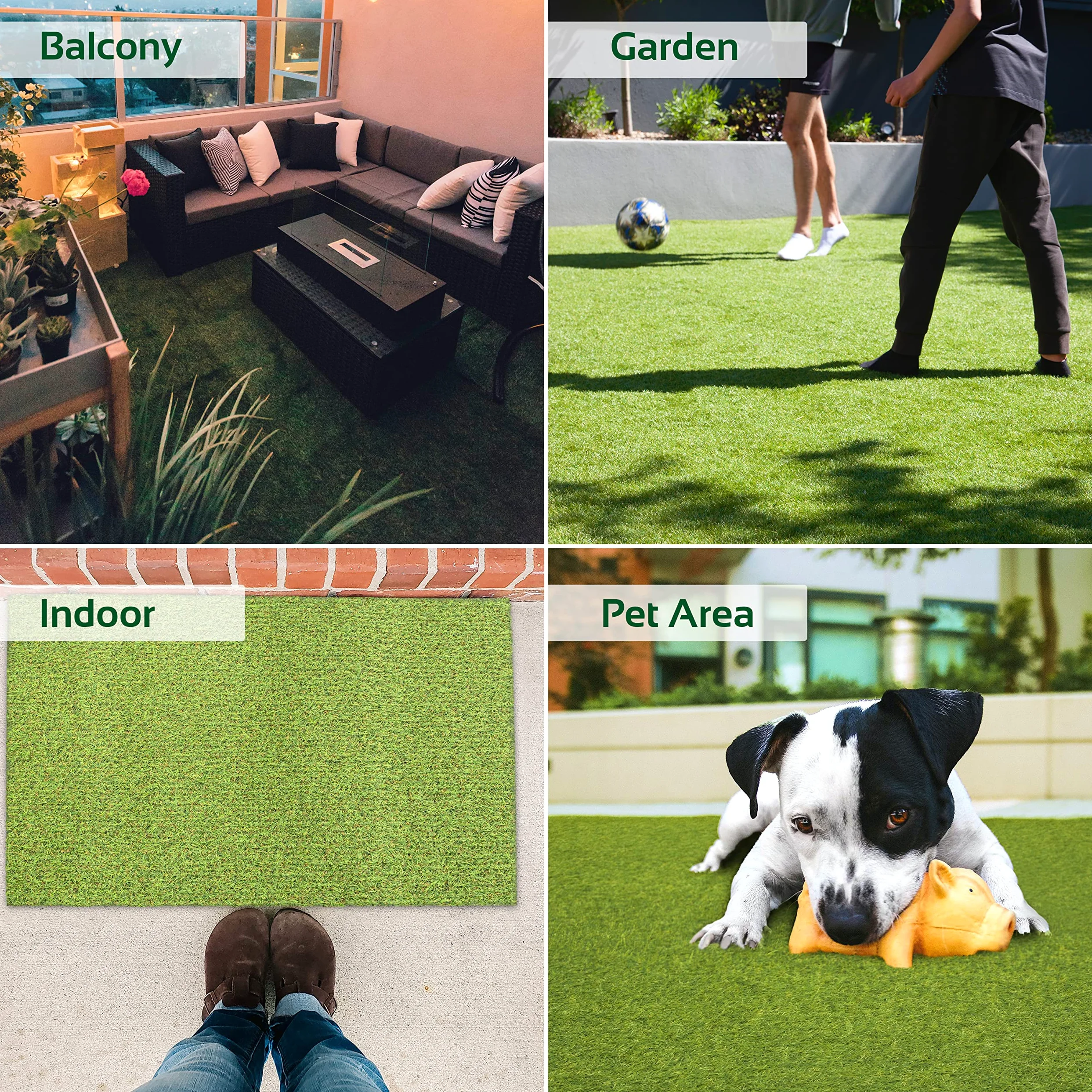 GardenKraft Moqueta Césped Sintético 4m x 1m Altura Pelo 15mm Multicolor