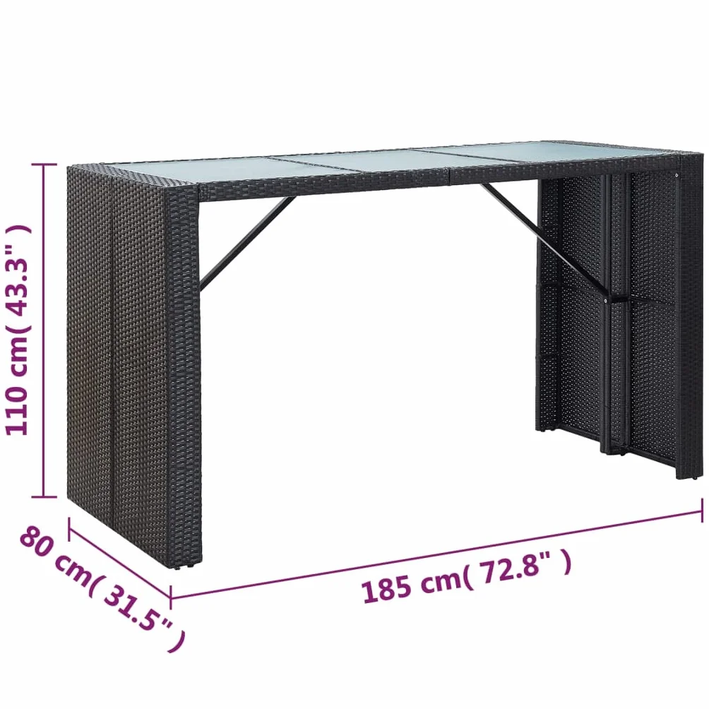 vidaXL Mesa y Sillas Bar Jardín 7 Piezas y Cojines Patio Conjunto Casa Comedor Aire Libre Asientos Balcón Exterior Ratán Sintético Negro