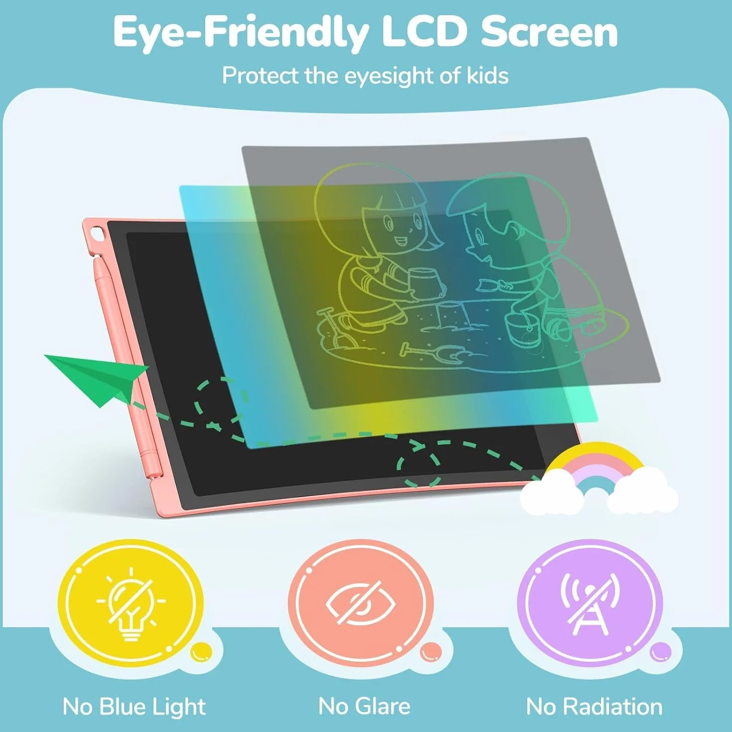 TECJOE Tableta Escritura LCD Color 8.5 Pulgadas Paquete de 4, Juguete Regalo Niño 3-7 Años