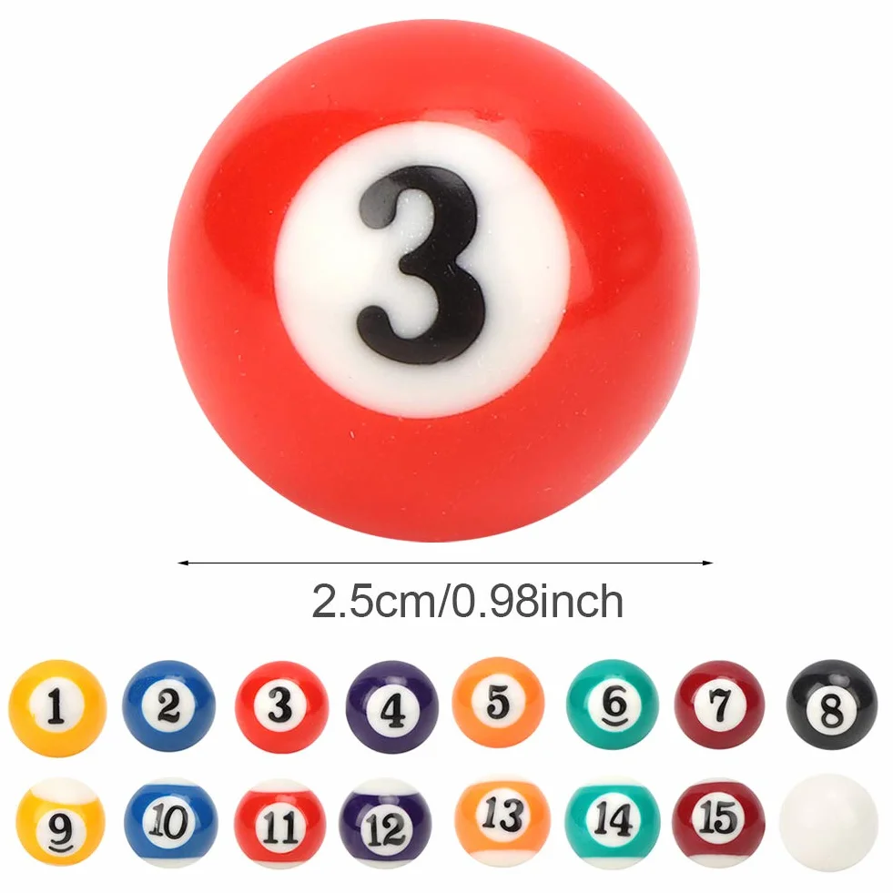 MAGT Mini Bola de Billar 16PCS 2,5 cm Resina Portátil Accesorio de Mesa de Billar