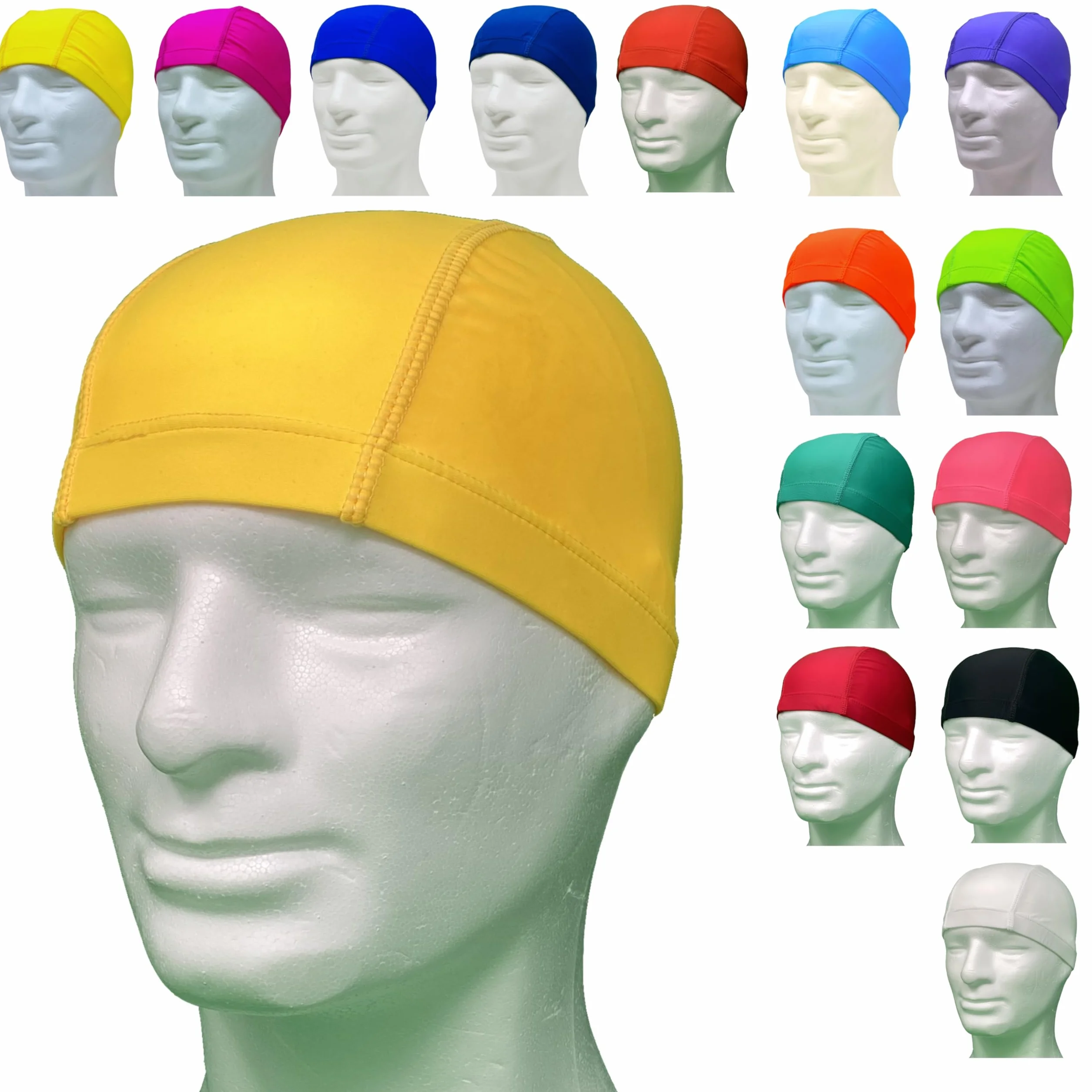 Gorros de natación Profesionales de Licra hipoalergénico sin látex ni Silicona – Gorro de Piscina Unisex - 50 Piezas
