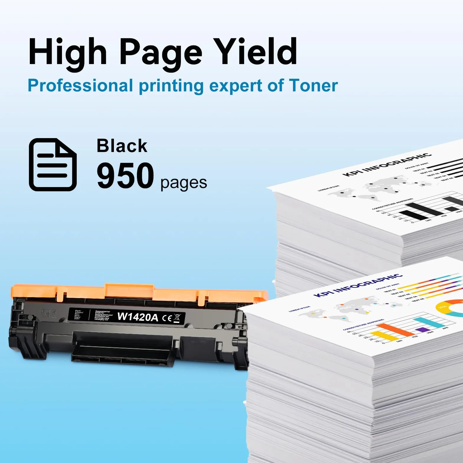 Tóner de Repuesto HP 142A W1420A para LaserJet Pro M110w M110 M110we MFP M140w M140 M140we M139w M139we M139 (1 Negro)