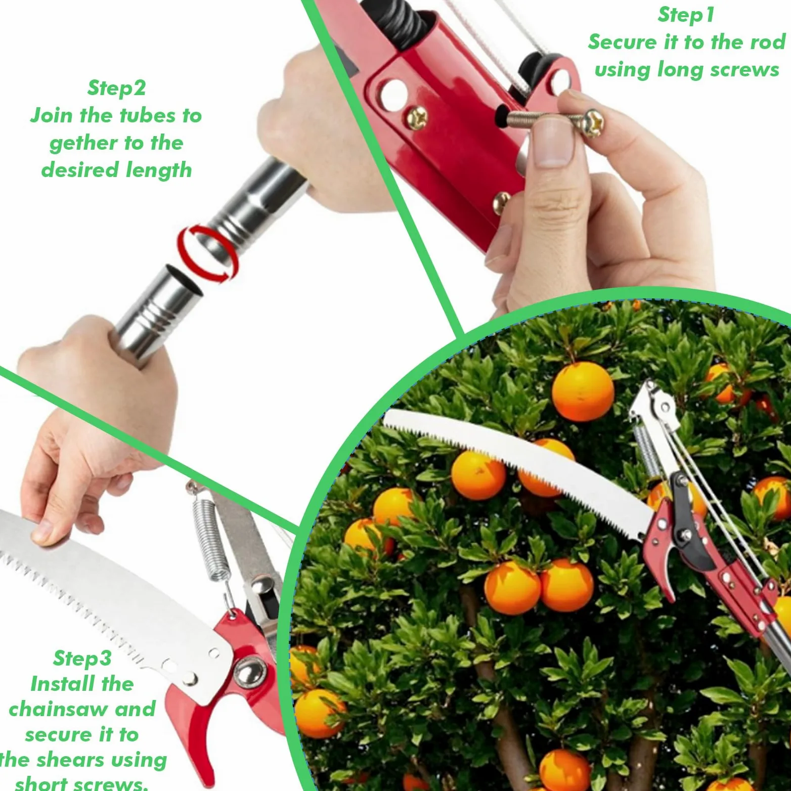 Sierra de podar telescópica 82-410 cm cortador de ramas manual para jardines