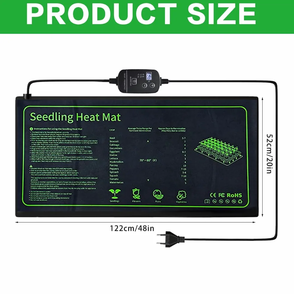 Estera Calefactora Ajustable para Plantas IP68 Impermeable 10x20 Pulgadas 18W