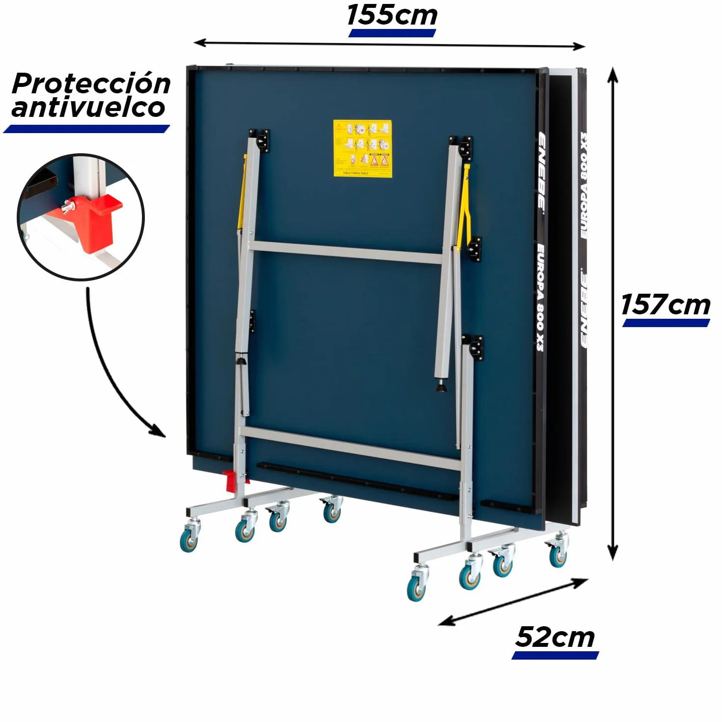 ENEBE Europa 800 X3 Mesa de Ping Pong Plegable con Red para Interiores